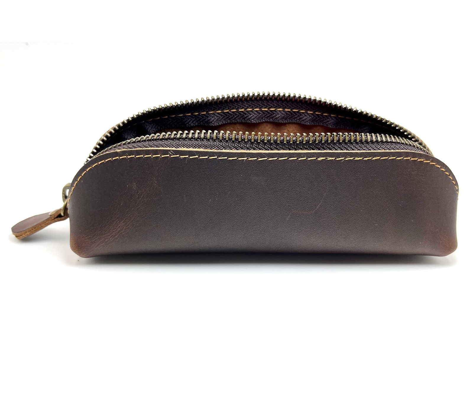 Leather Pen Case Pencil Bag Pouch With Zipper Pen Holders Handmade Genuine Le…