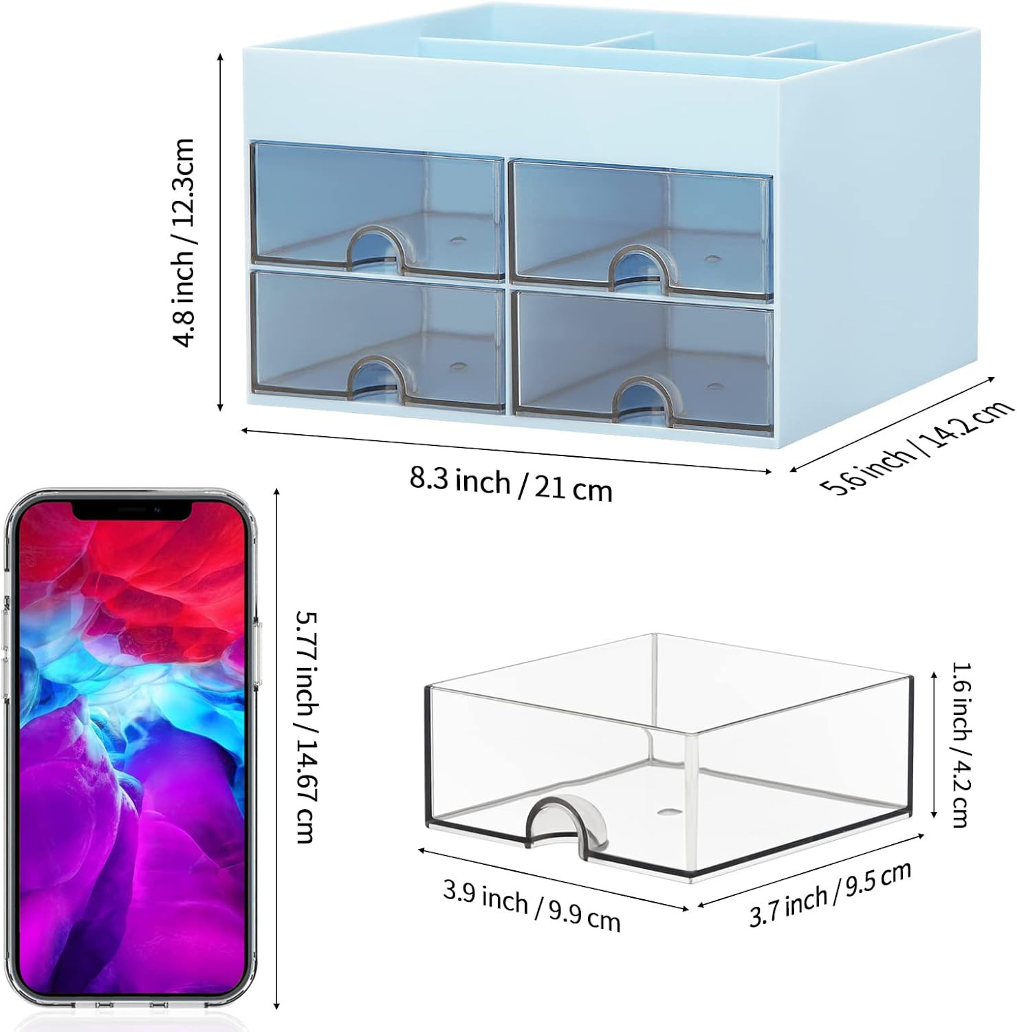 Office Desktop Organizer with Drawer, Stationary Organizer Desk Caddy, Pen/Penci