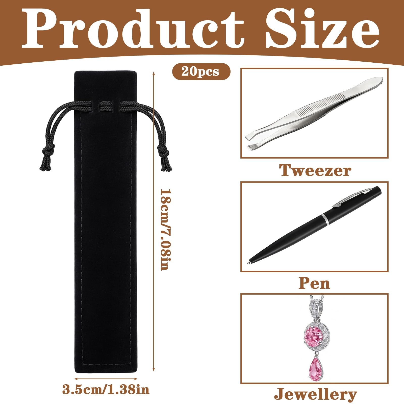 20 Pcs Velvet Drawstring Pen Pouch Sleeve Holder for Adult Office Business