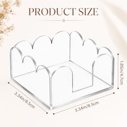 Scalloped Acrylic Sticky Note Holder 3×3 Clear Desk Organizer Cute Wave Design