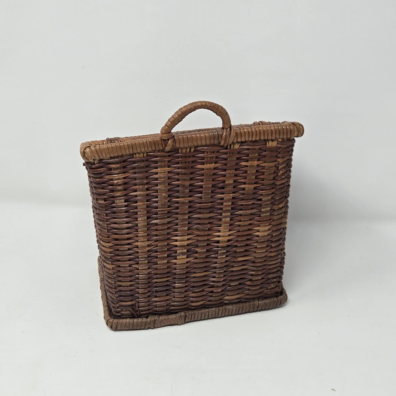 VTG Bamboo Wicker Rattan Desk Accessory Square Letter Holder 3 Compartment Hang