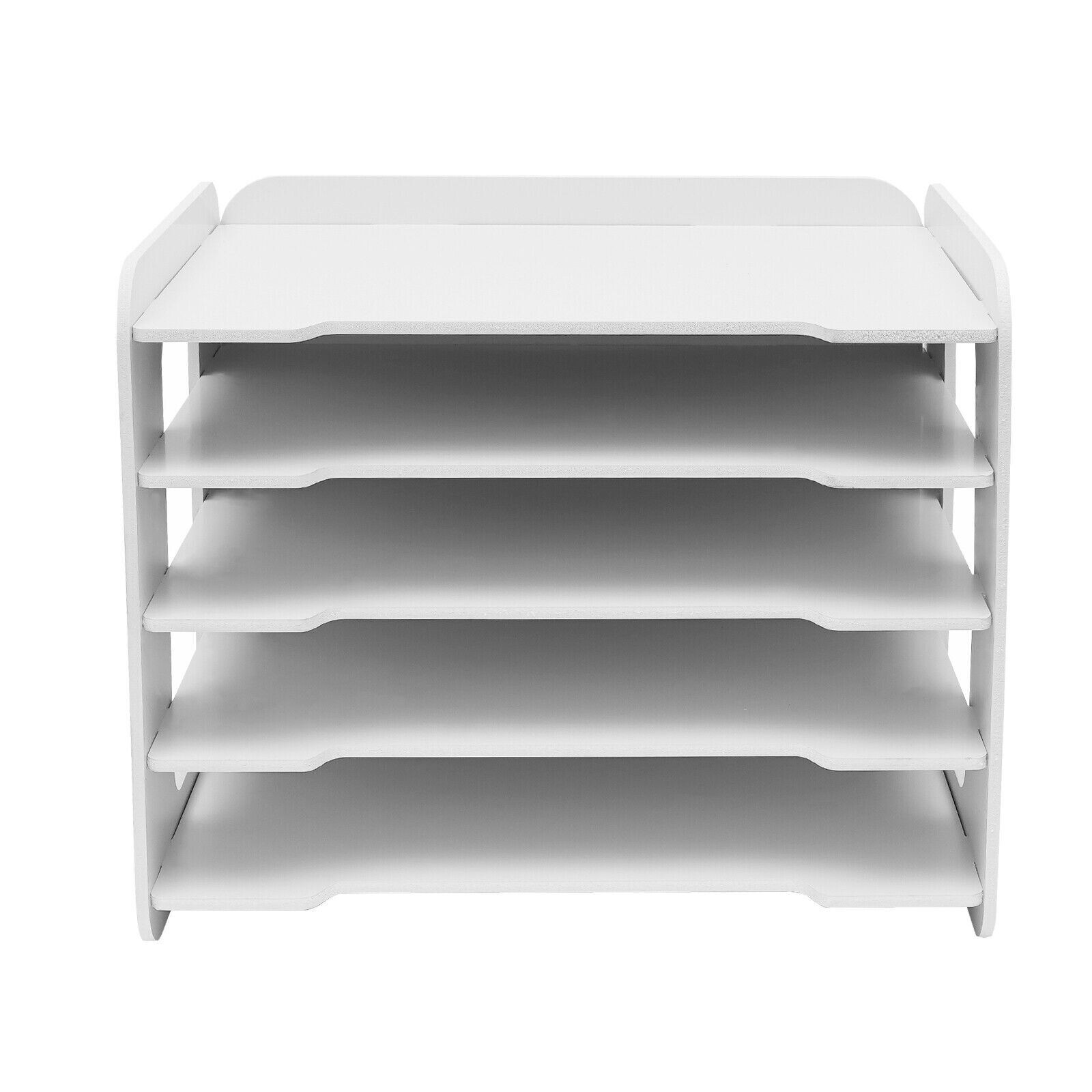 Desk Paper Organizer with 5 Tier Storage Shelf Desktop File Holder Document Rack