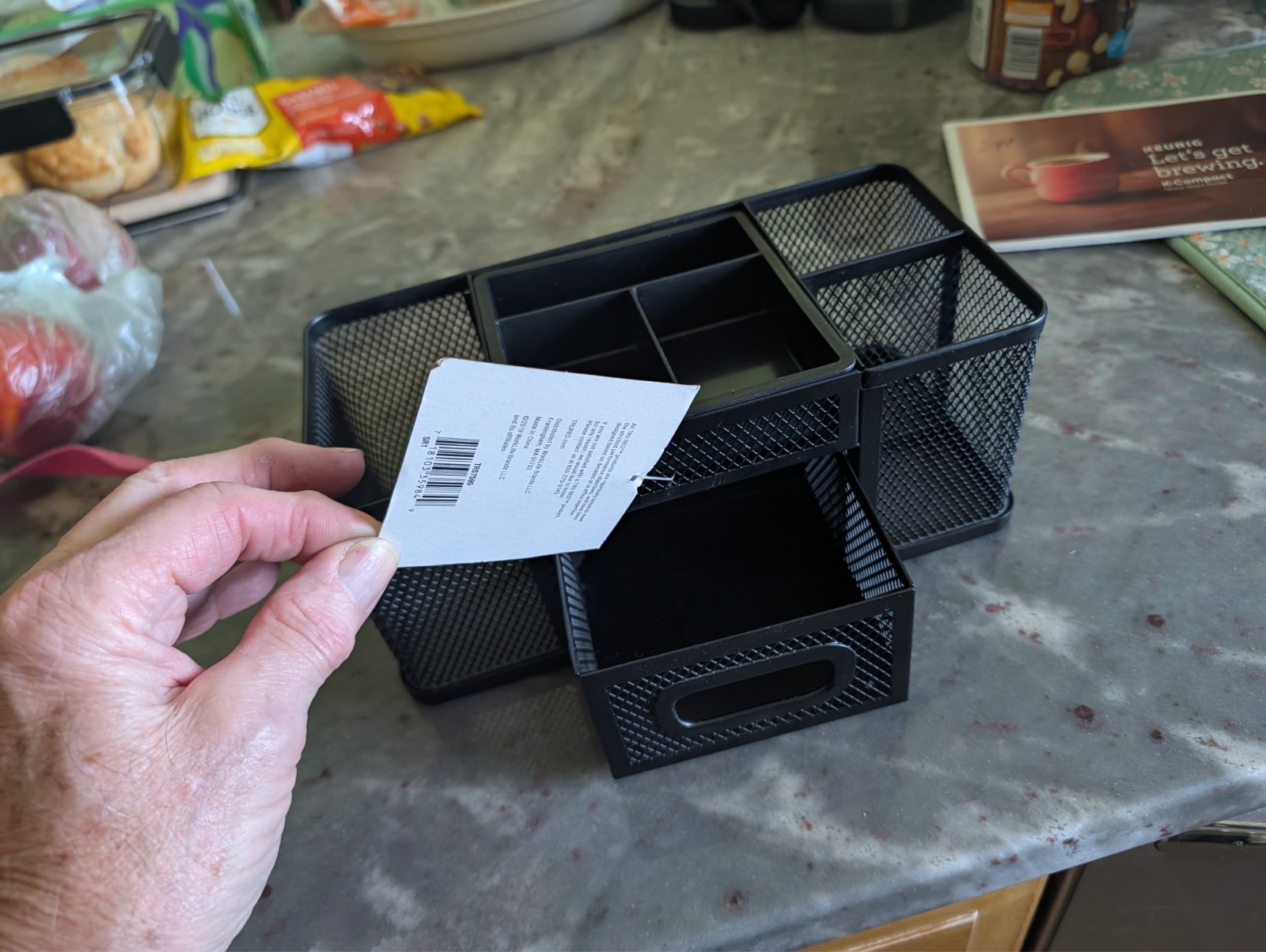 Tru Red Small Desk Top Organizer with Drawer – Black