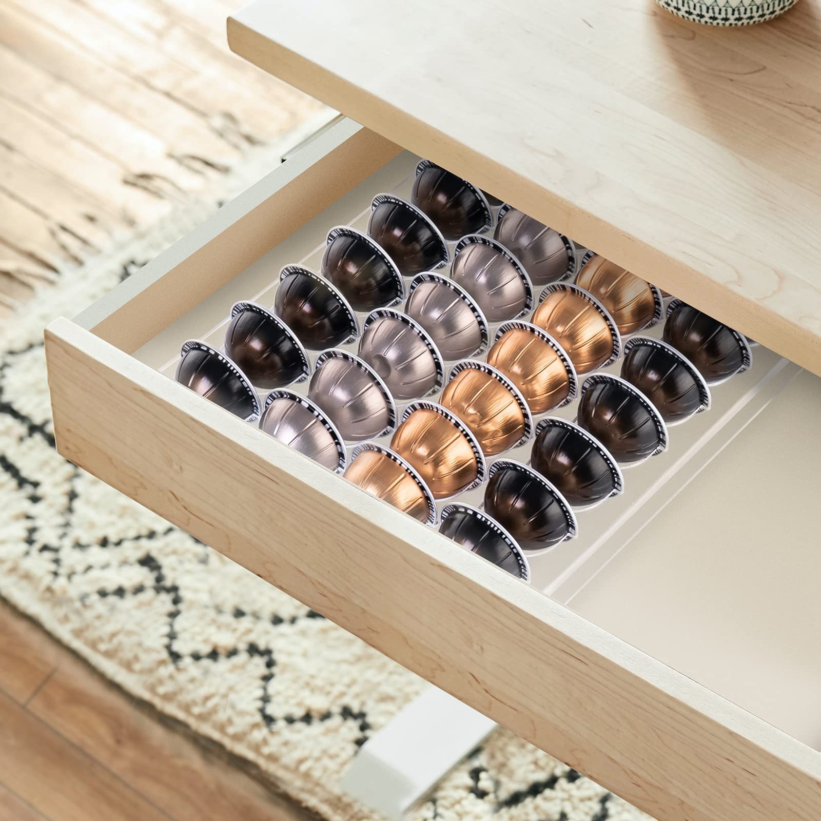 SUMERFLOS Coffee Pod Holder Storage Tray 40 Pods-1 Pack, clear-40 Pack
