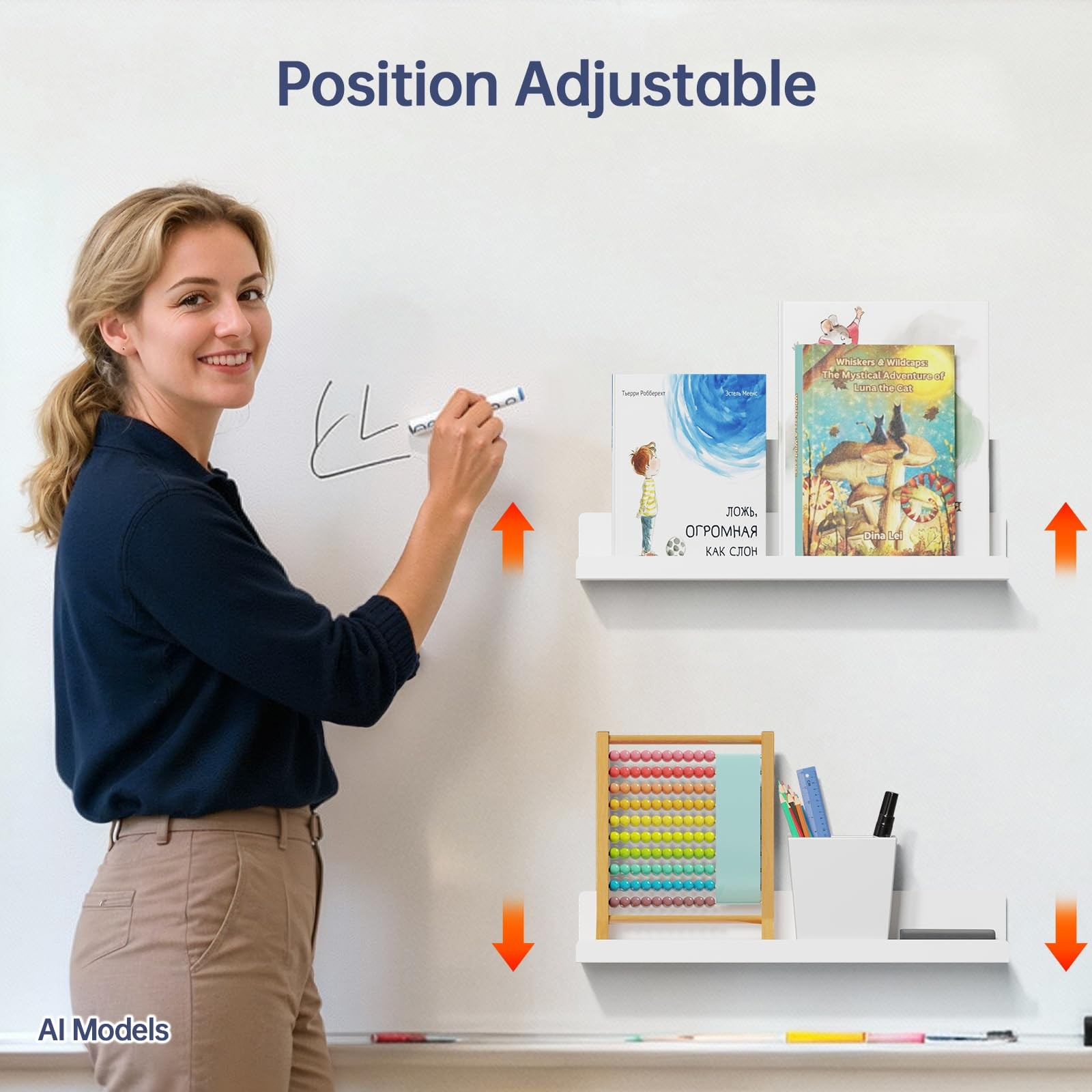 2 Pack Magnetic Book Shelf for Whiteboard, 15 Inch Reusable Acrylic Magnetic …