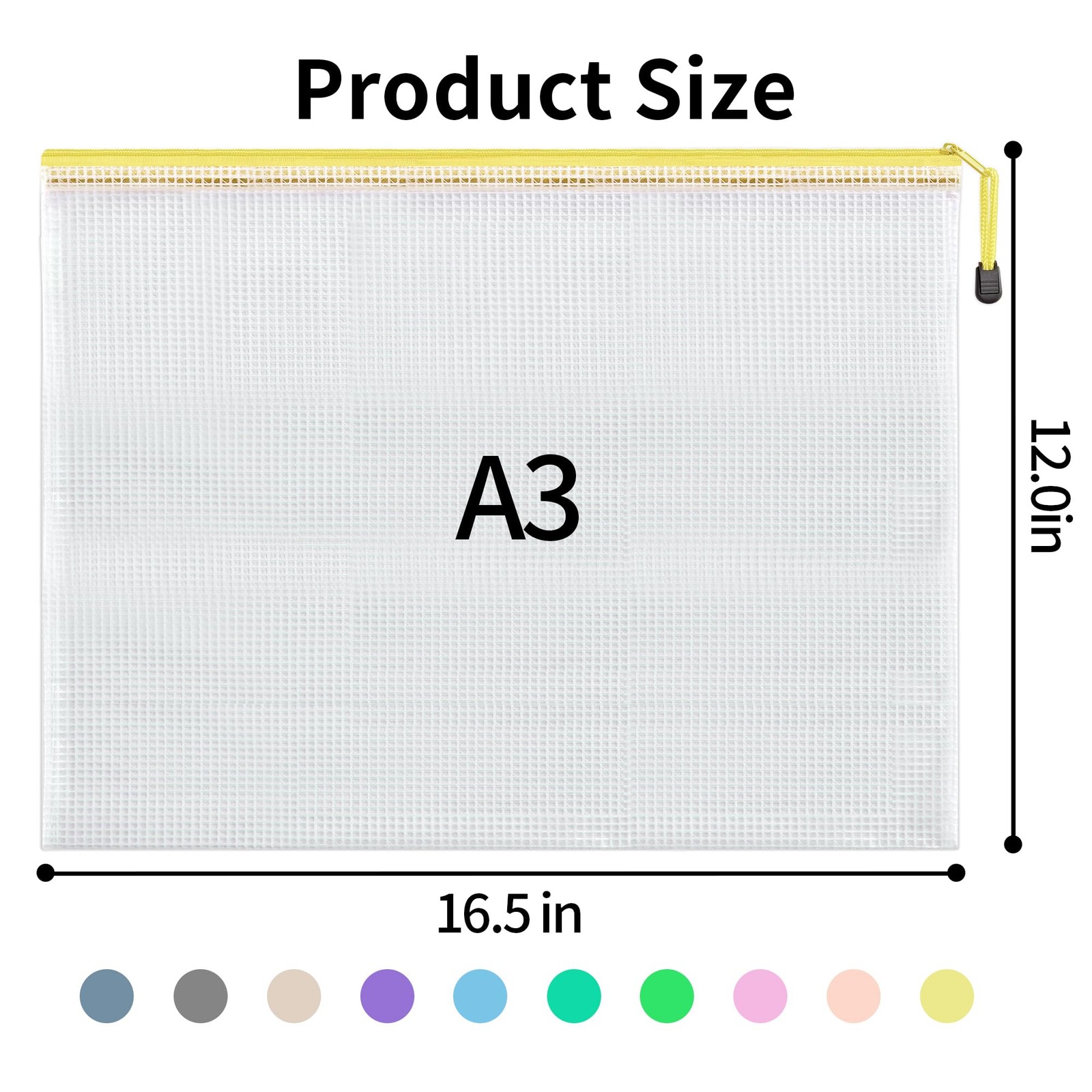 20PCS Mesh Zipper Pouch Bags, A3 Puzzle Bags with Zipper, Waterproof Zipper P…