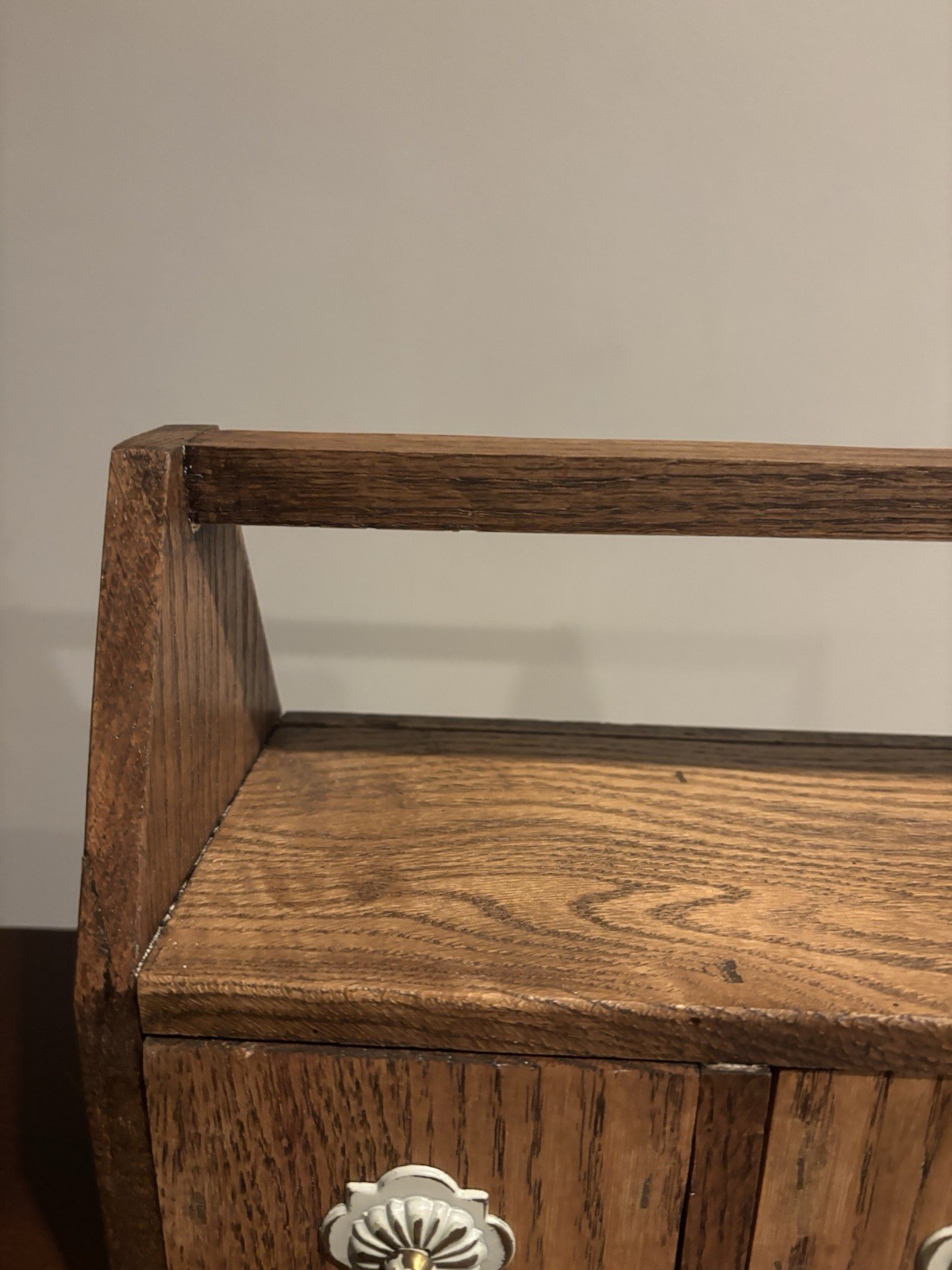 3 Drawer Wooden Desk Organizer Vintage Style Rustic Wood Desktop Cubby Handled