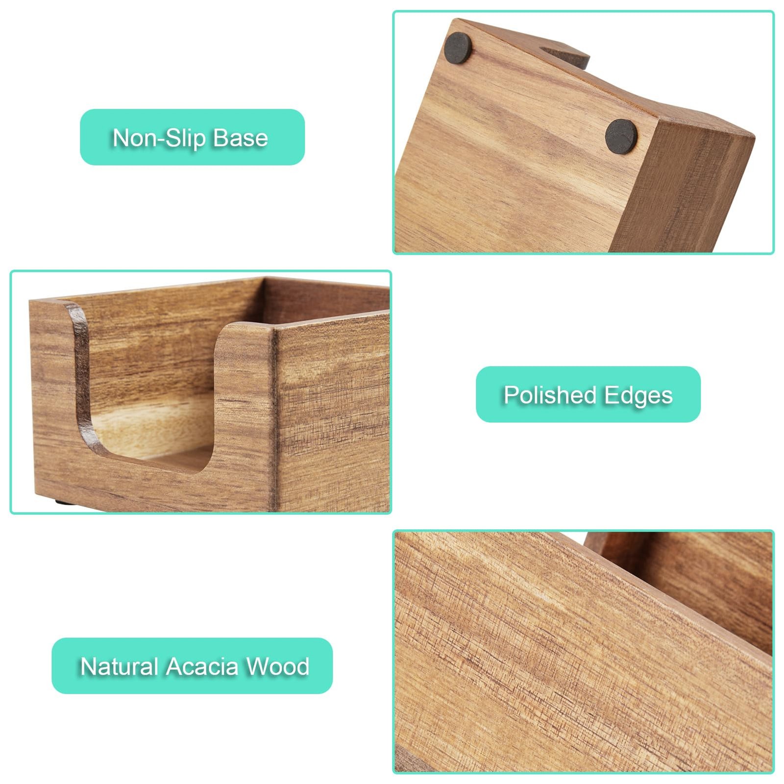 3×3 Inch Acacia Wood Sticky Note Holder Office Desk Organizer Memo Pad