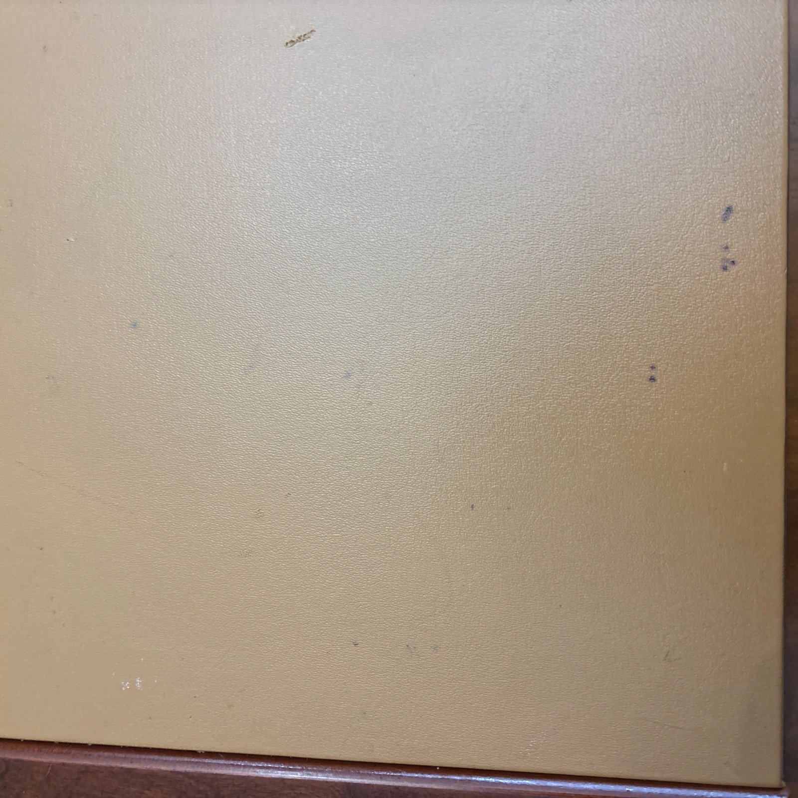 Vintage Bombay Co Executive Desk Wood Leather Pad Blotter Brass Emblem Felt Back