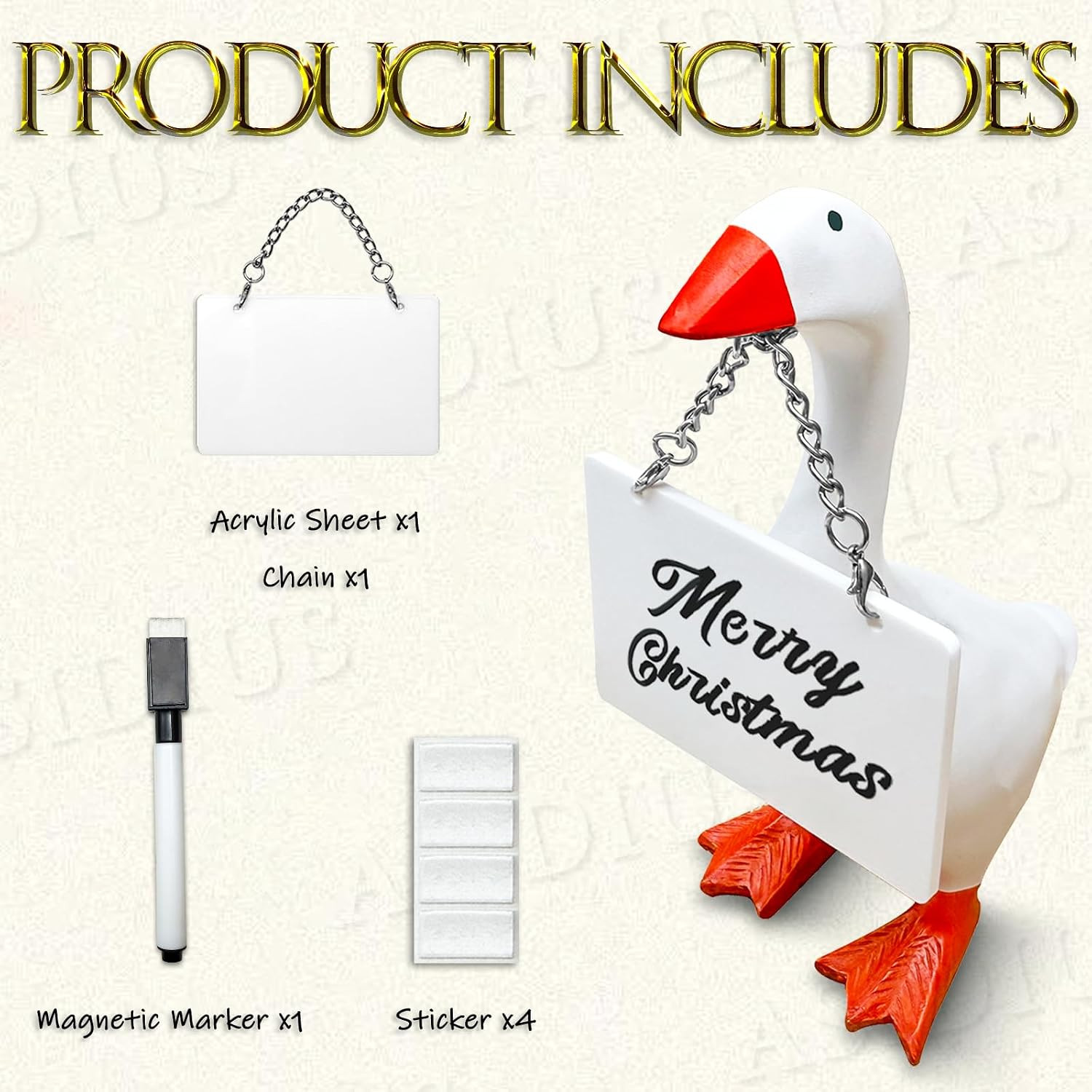 Desk Goose Accessories with White Acrylic Sheet, Magnetic Marker & Silver-Plated