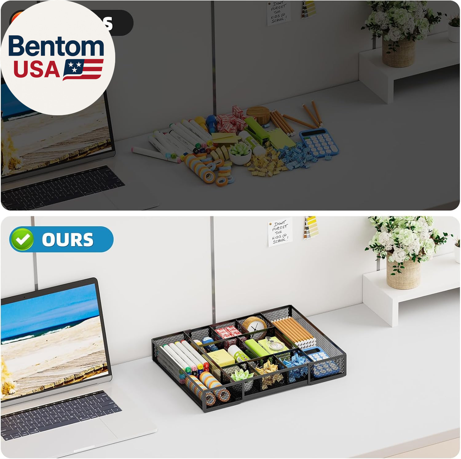 Expandable Desk Drawer Organizer, Mesh Drawer Organizer Tray with 10 Adjustable