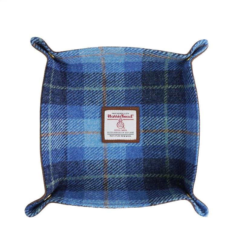 Harris Tweed Wool Valet Tray – Handcrafted Desk Organizer with Brass Snaps,Ve…