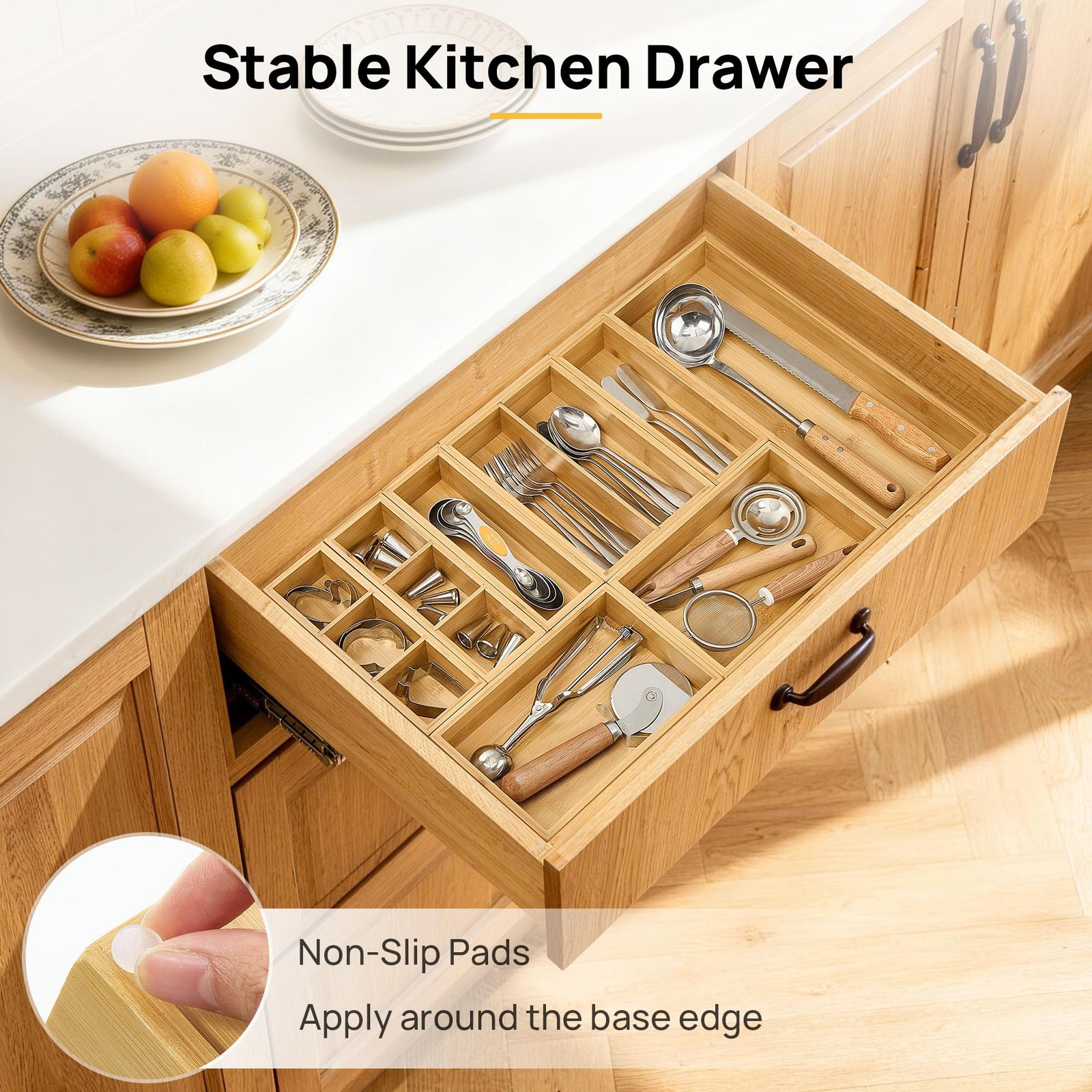Vtopmart Bamboo Drawer Organizer Boxes – Set of 7 Multi-purpose Wooden