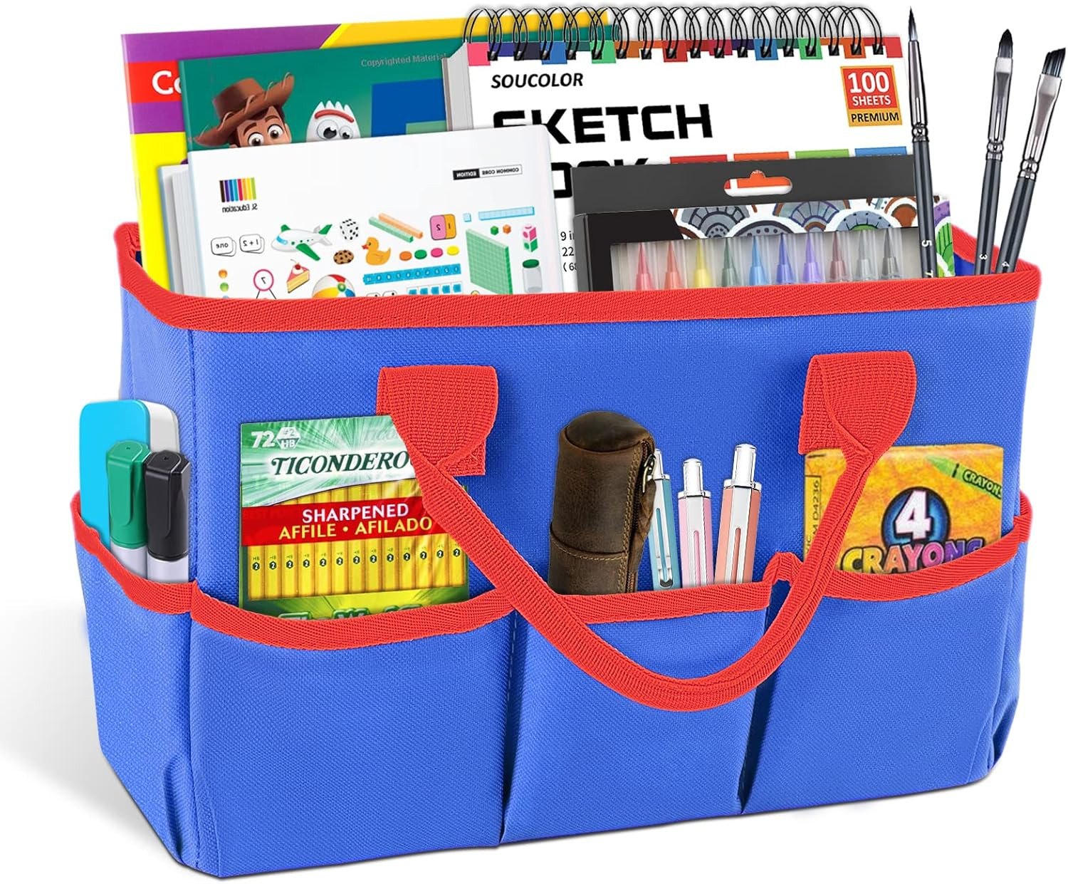 Desktop Tote and Organizer, Teacher Helper Bag for Arts, Books, Stationery, Offi
