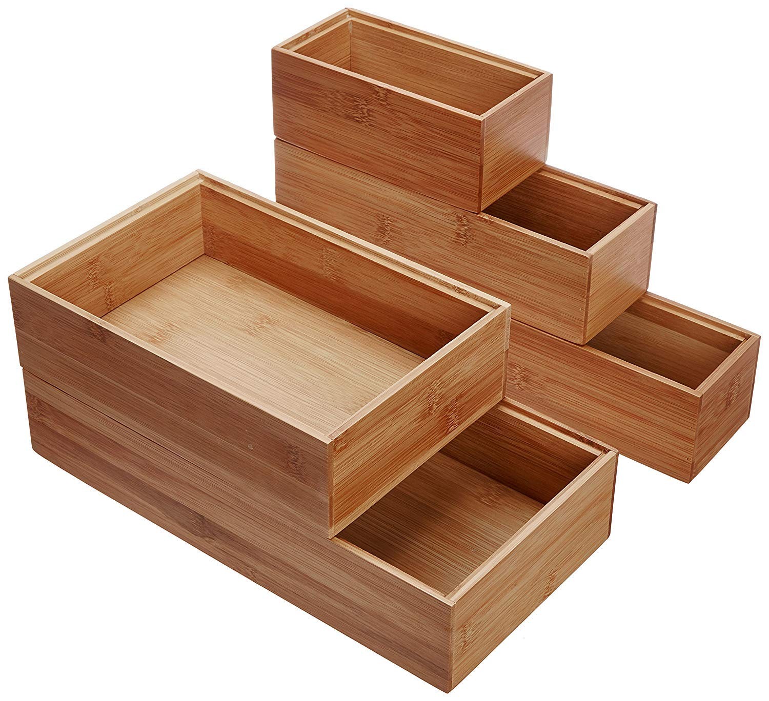 Lipper International 88005 Bamboo Wood Drawer Organizer Boxes Assorted Sizes