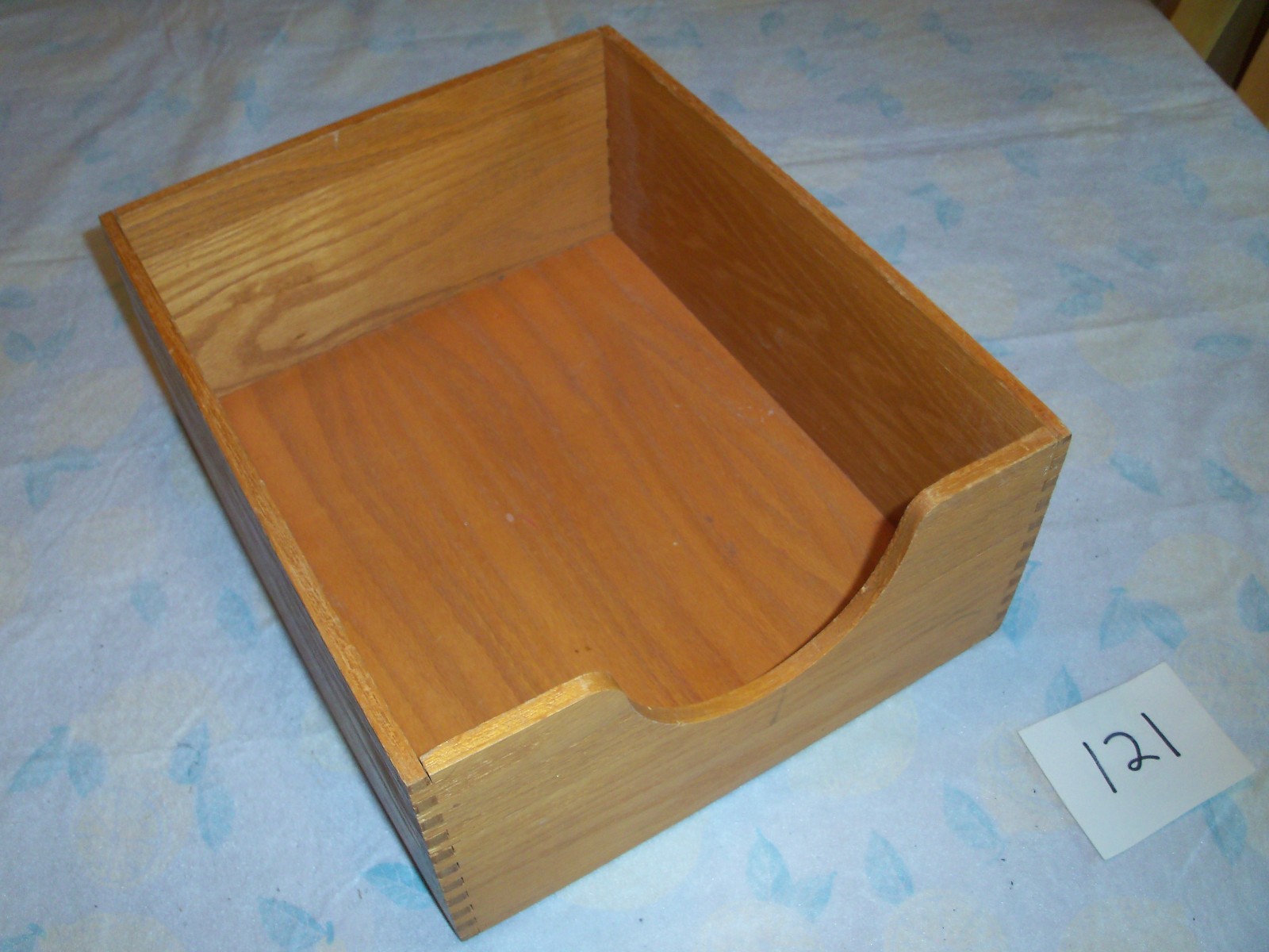Vintage Hedberg 821 Large Tall Wood Desk Tray Letter File Dovetail Organizer USA
