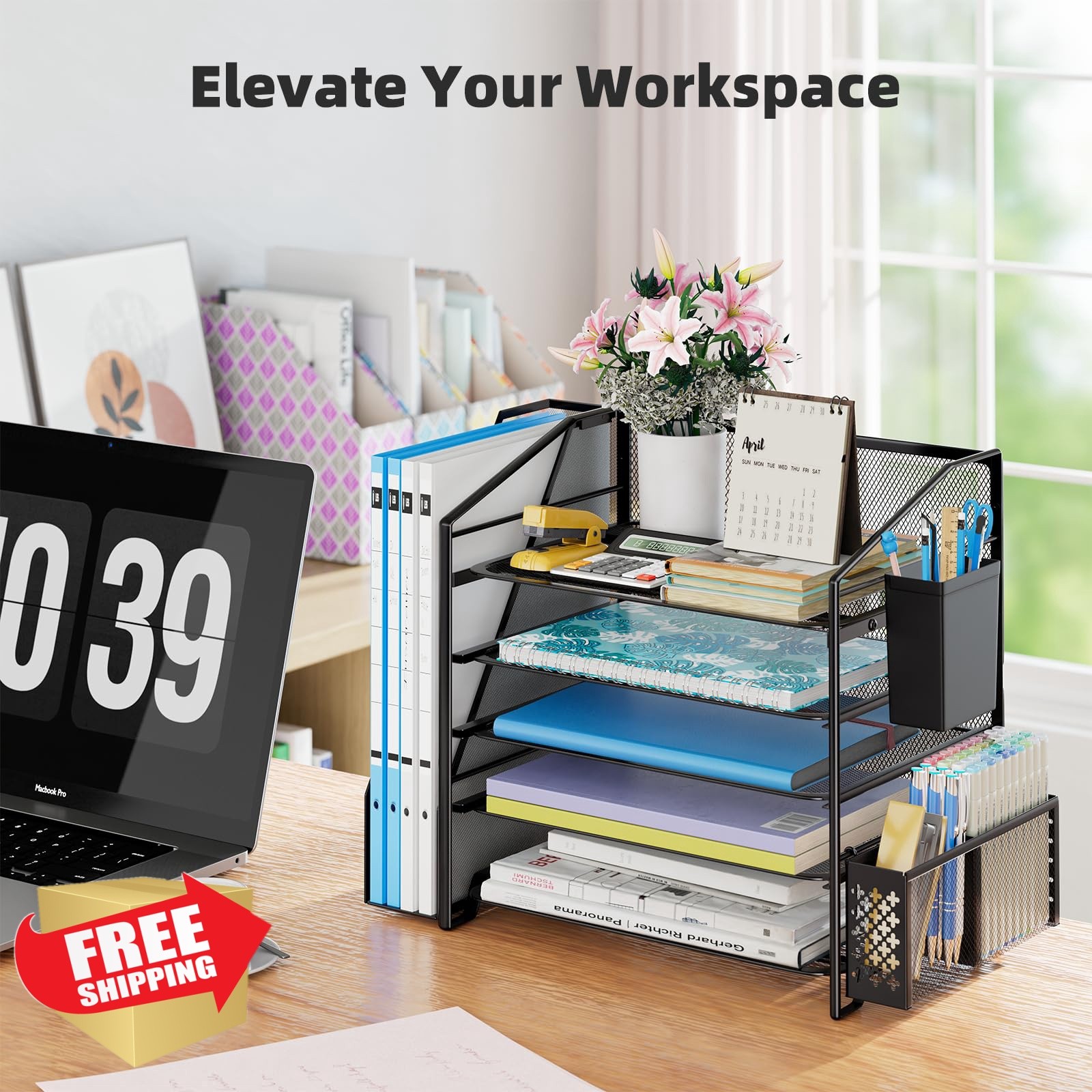 Simple Trending Desk Organizer Black 5 Tier