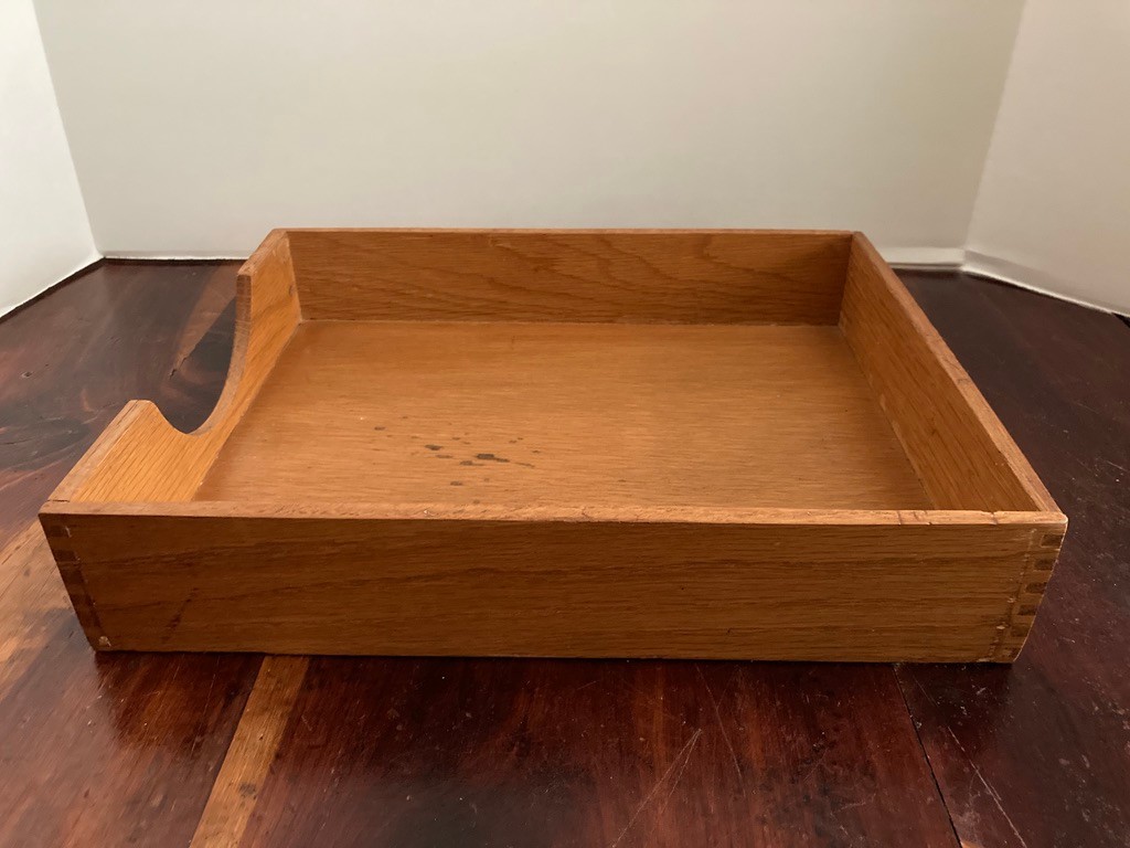Vintage Hedges Files 1721 The Line Dovetail Oak Wooden Box Letter File Desk Tray