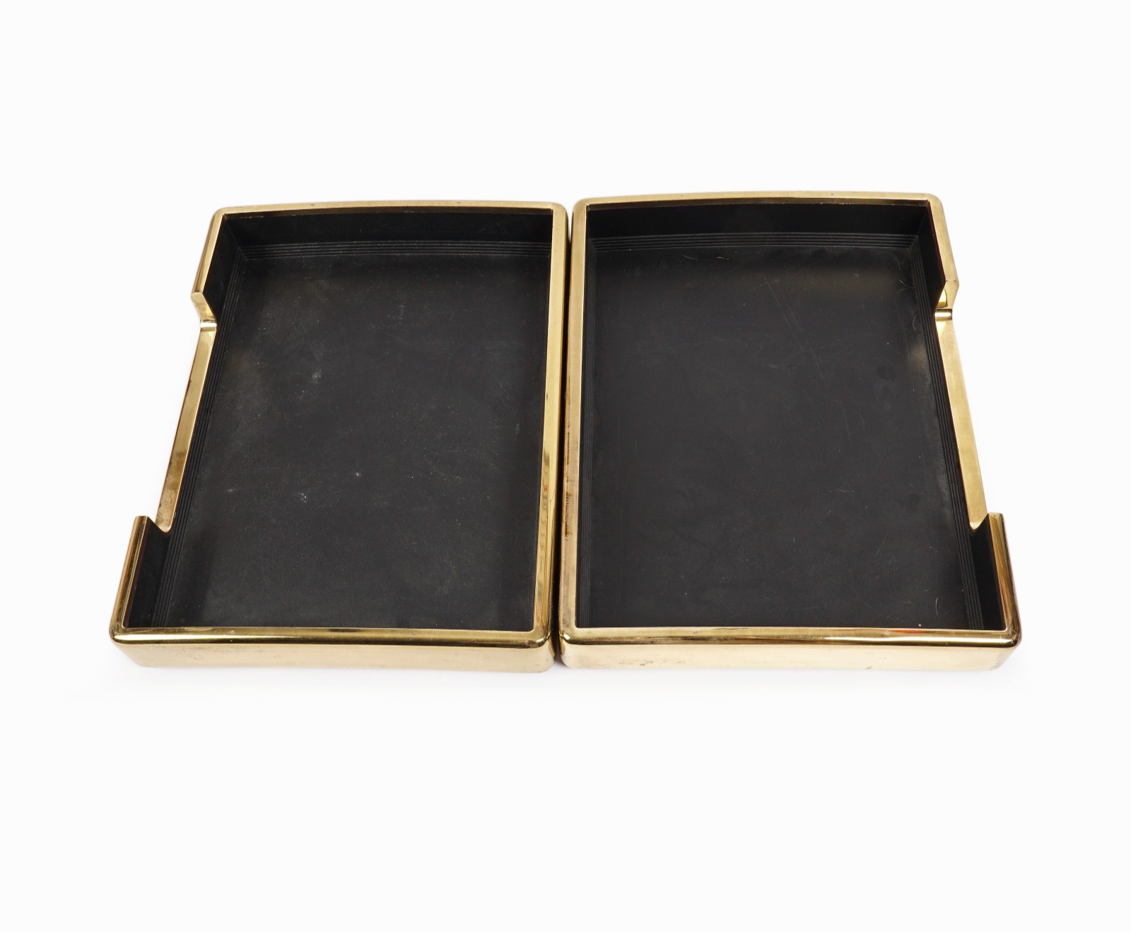 Mid Century Desk Organizer Tray Set Stackable Vintage William Sklaroff Brass