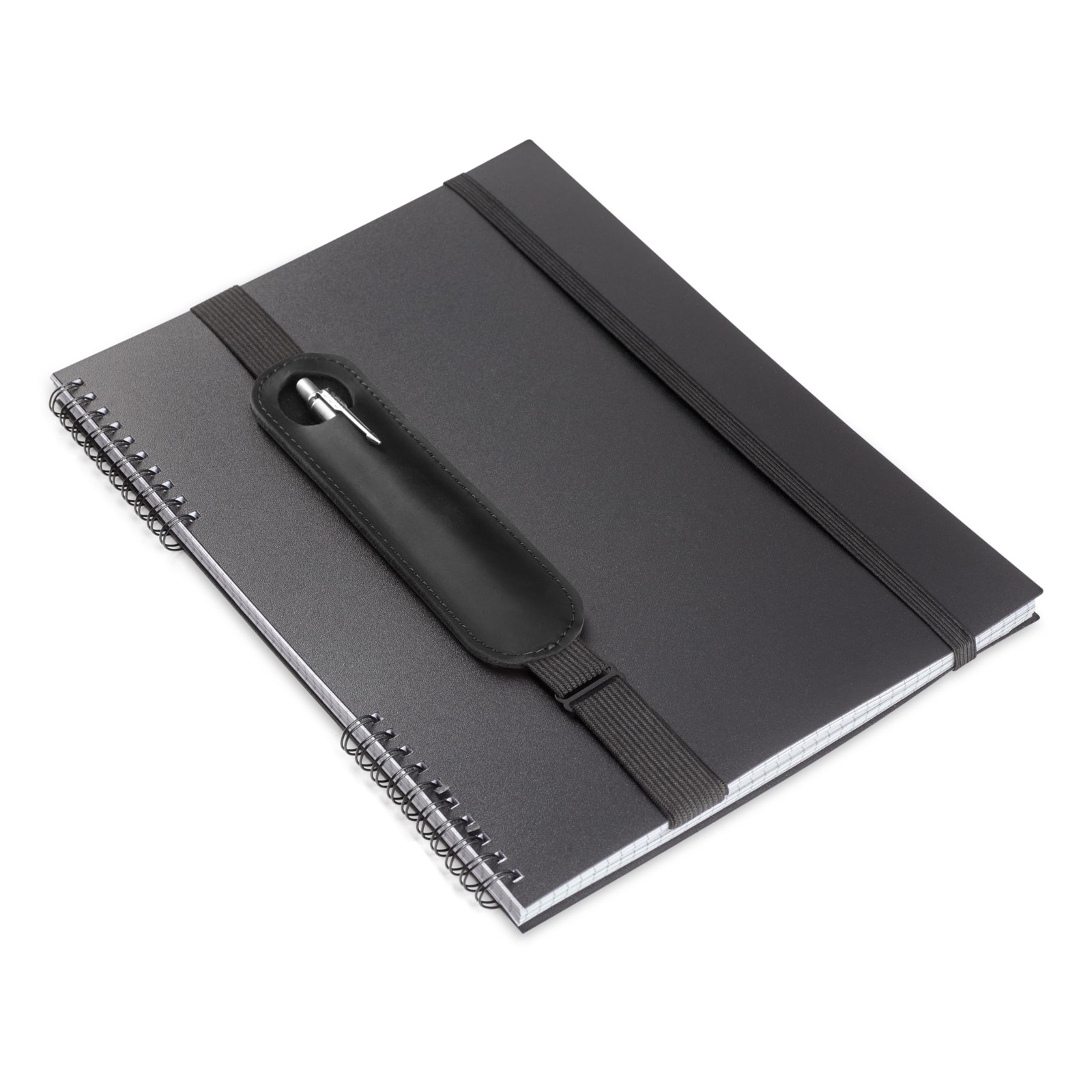 Leather Adjustable Pen Holder for Journals, Notebooks, Planners, Books, Black