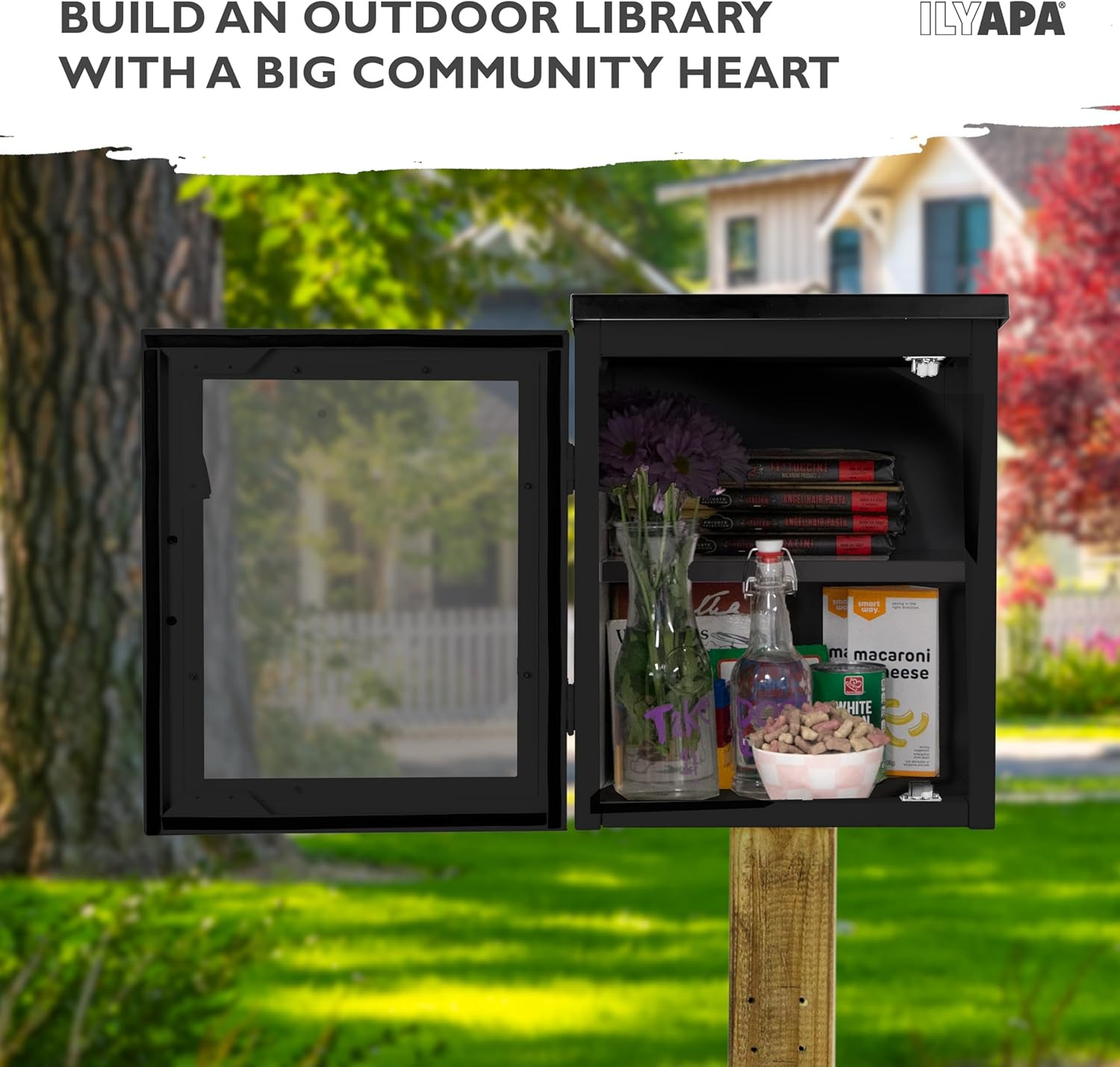 Outdoor Library Book Box – Free Literature Exchange Kit for outside – Black Powd