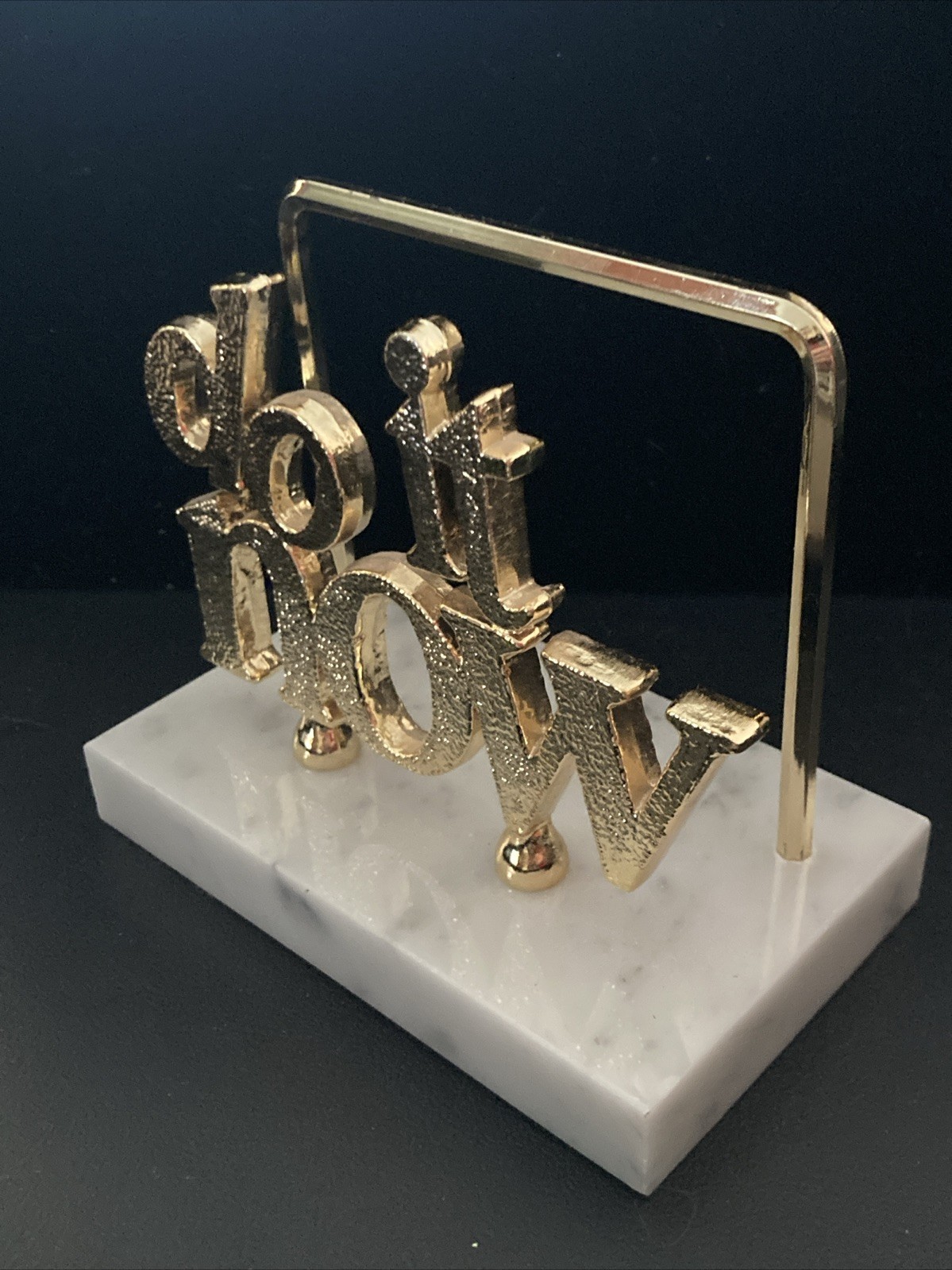 Vintage Letter Holder DO IT NOW Marble Base Italy MCM Office Desk Organizer