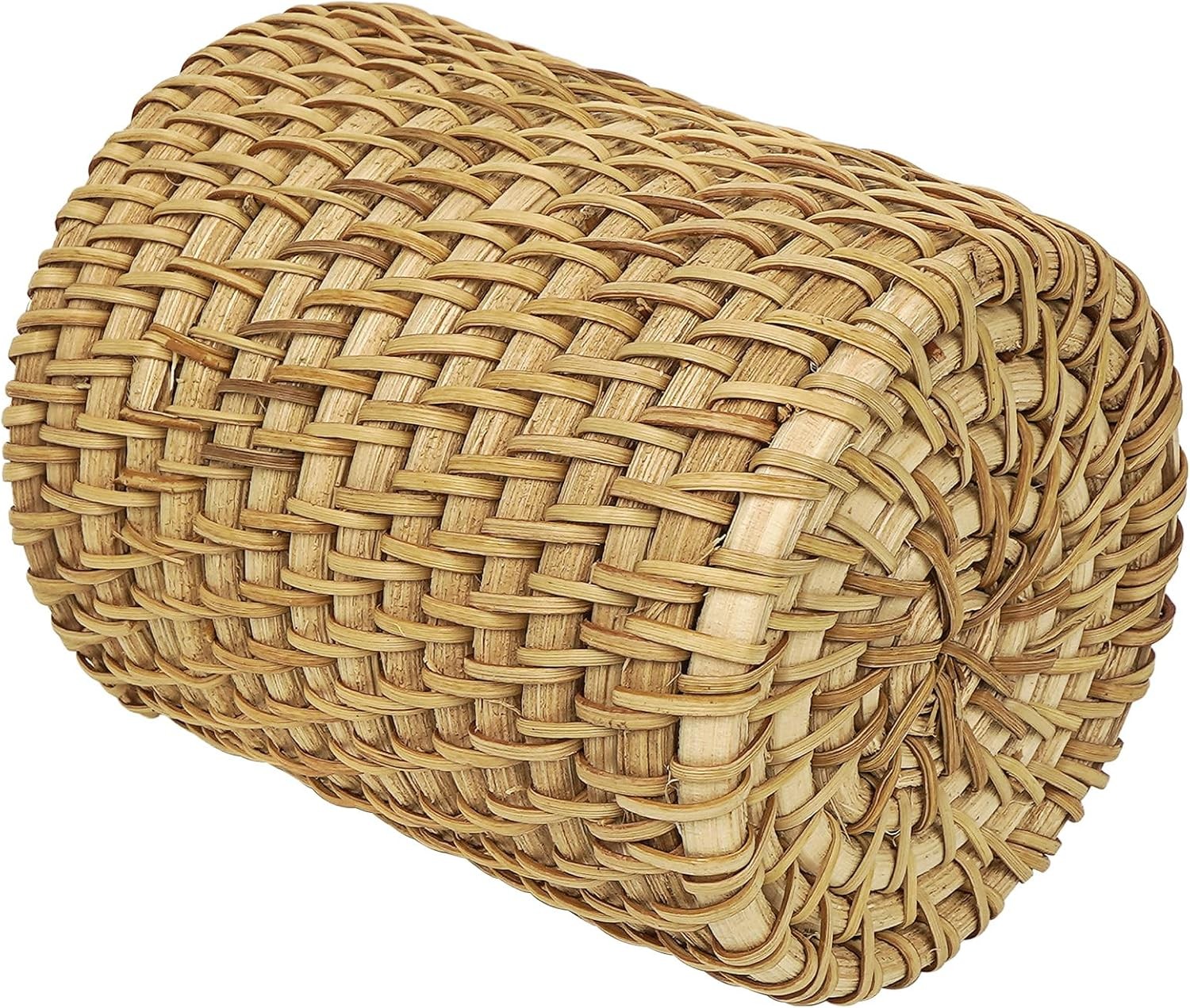 Wicker Rattan Pencil Holder Cylindrical Desk Organizer Cup Natural Brown Office
