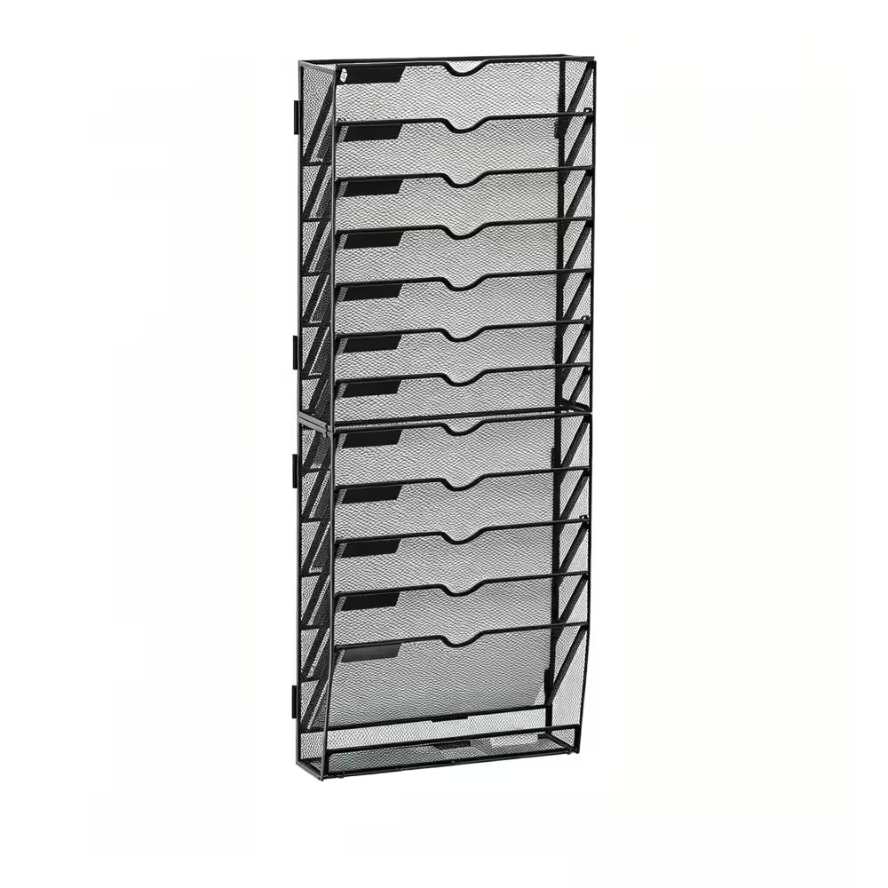 12.6 In.W X 30.1 In. H Black Metal 13 Tier Wall File Organizer, Wall Organizer M