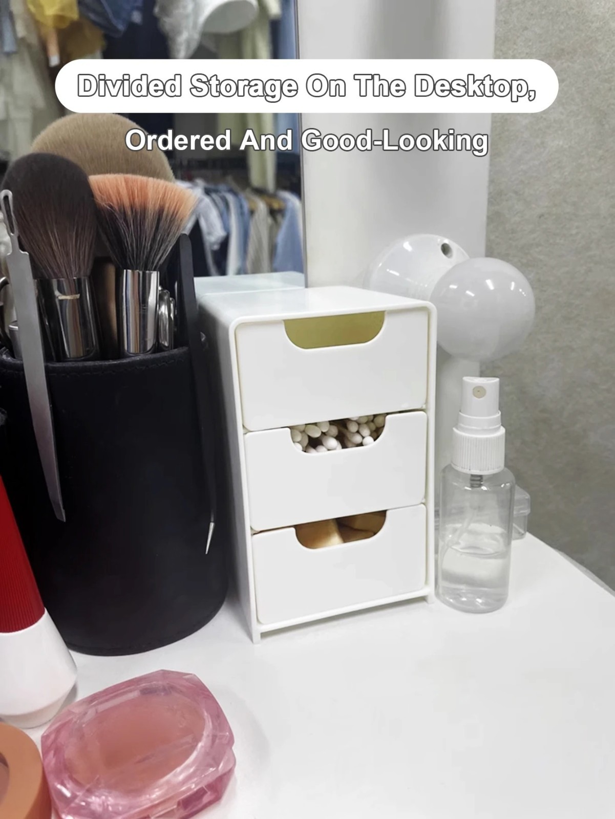 Mini 3-Tier Desk Organizer Drawers Jewelry Makeup Office Craft Storage Box Case