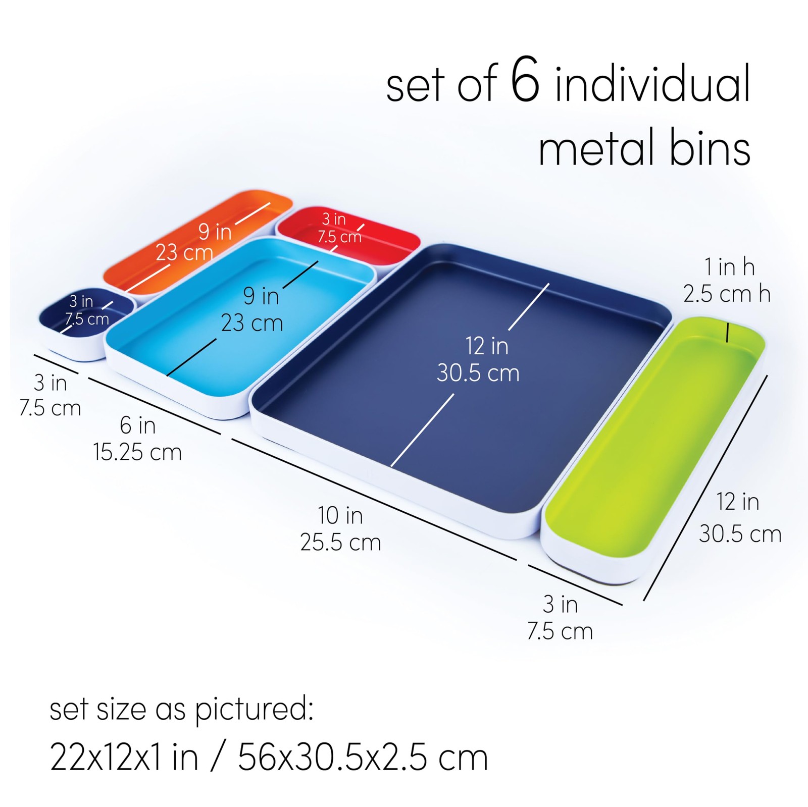 6 Piece Metal Organizer Tray Set for Storing Makeup, Stationery, Utensils, an…