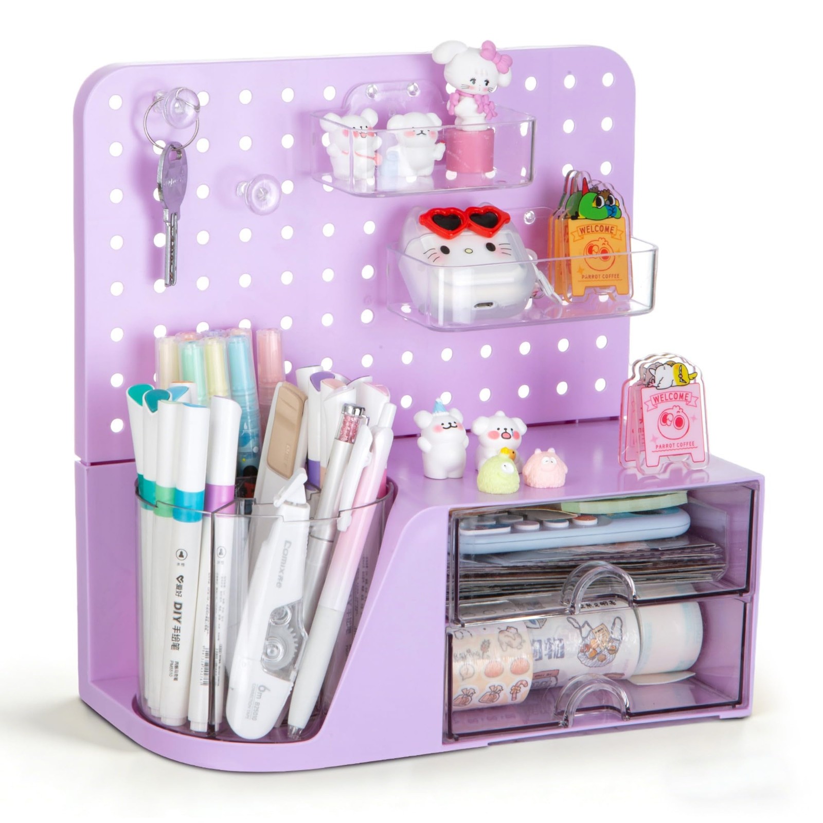 Desk Organizer with Drawer, 360° Rotating Pen Holder for Desk, Pen Organizer …