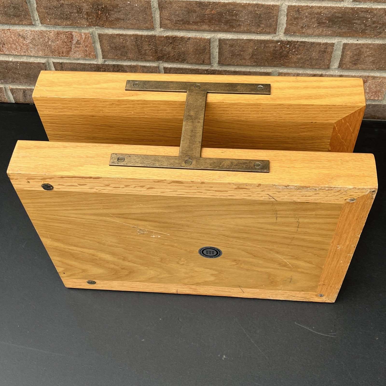 Vintage Peter Pepper Products Oak Double File Tray MCM Wood Desk