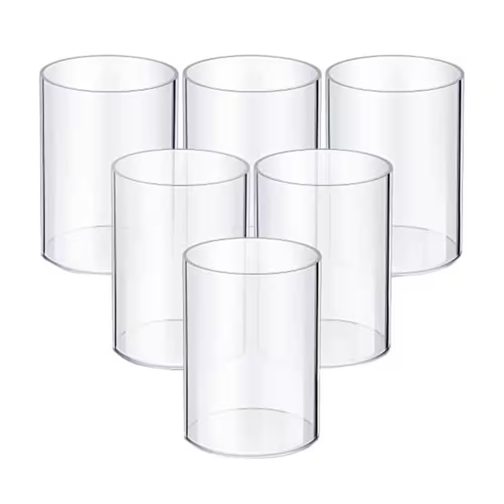 6-Pack Clear Acrylic Pen Holders Cylindrical Desktop Pencil Cup Transparent Make