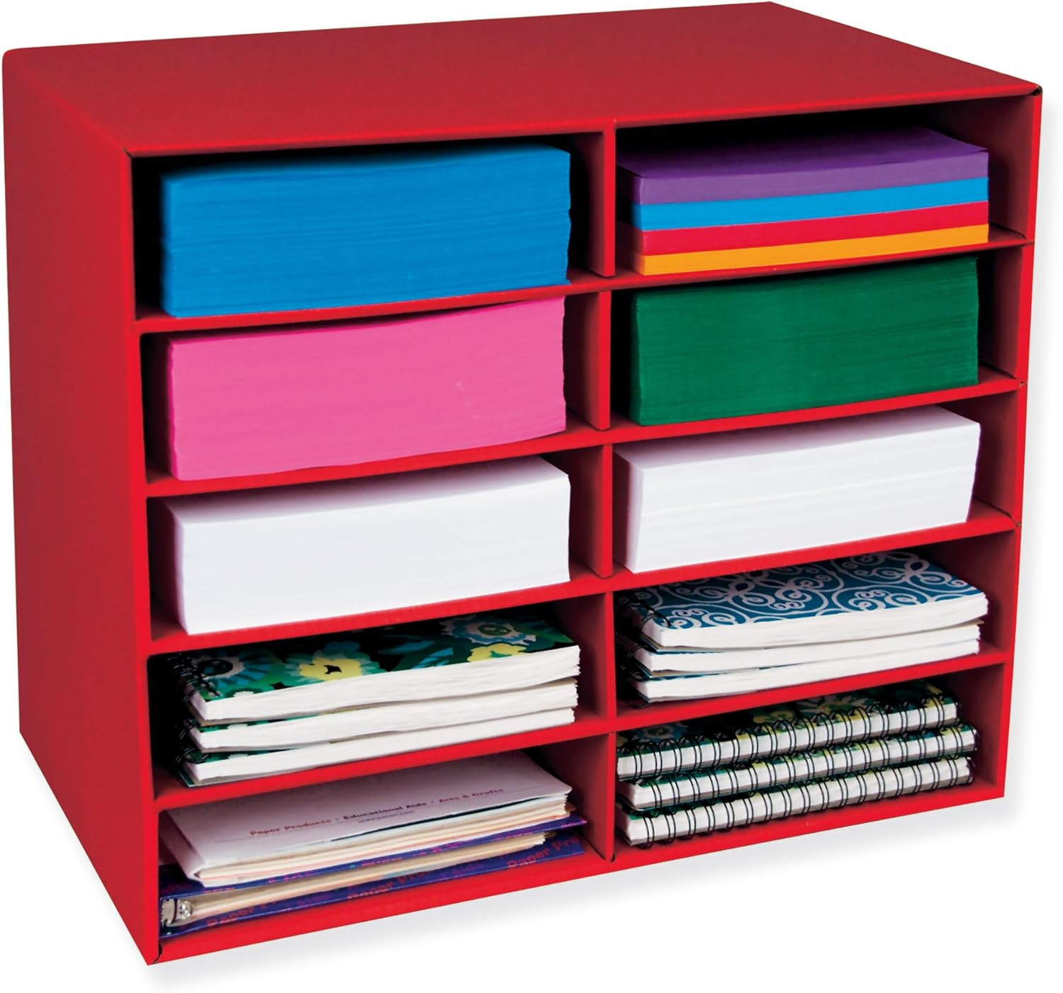 Organizer, 10-Shelf, Red, 17″ H X 21″ W X 12-7/8″D, 1 Unit