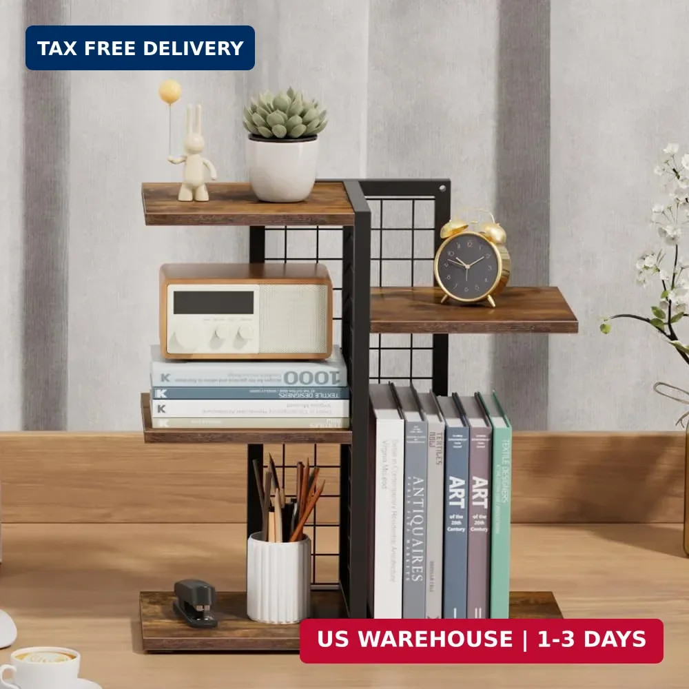 4 Tier Desk Shelf Organizer, Desk Shelf for Top of Desk,Adjustable Tabletop Book