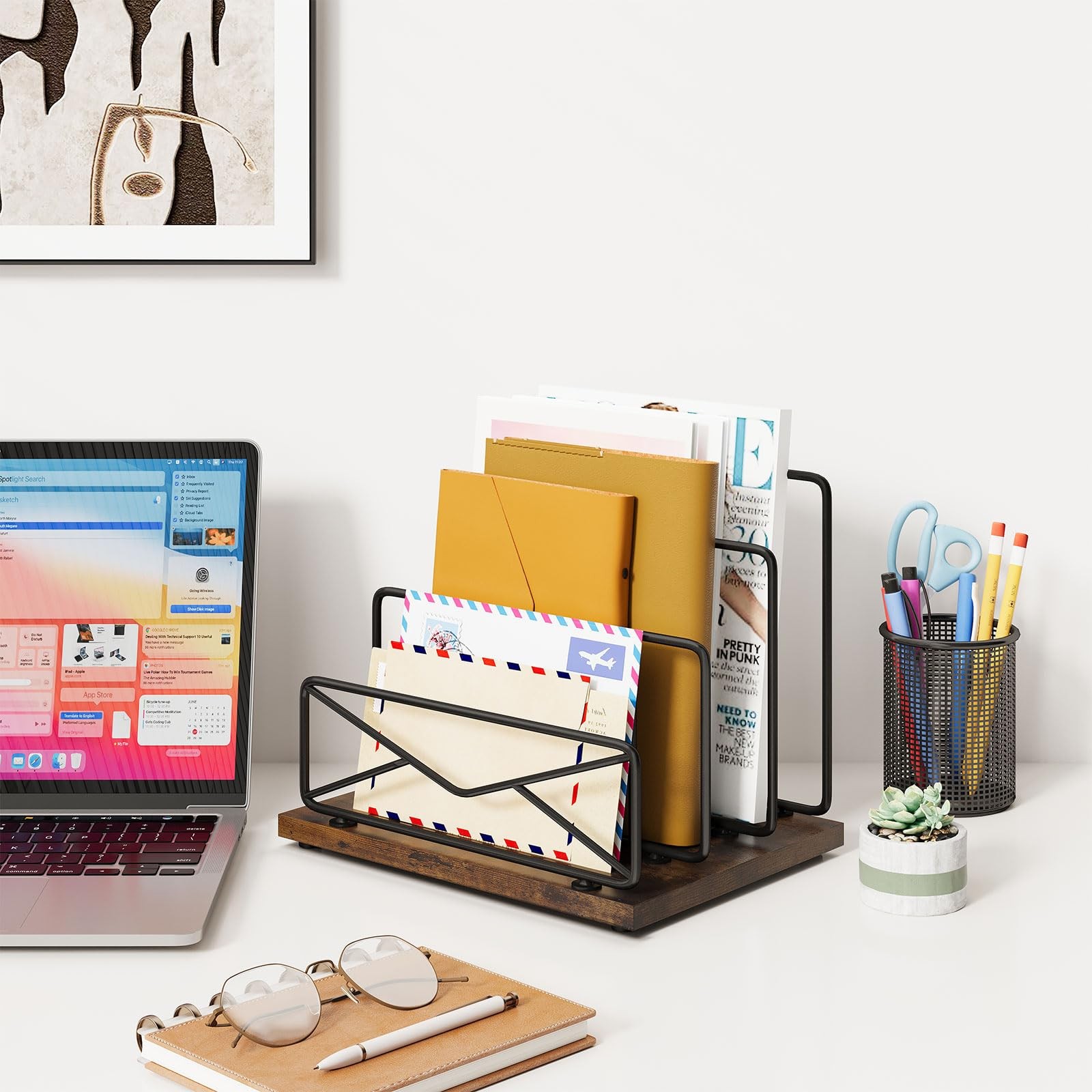 Desktop Sorters Desk Organizer-with 2 or 3 Slot Matte Black Metal Desktop Sor…