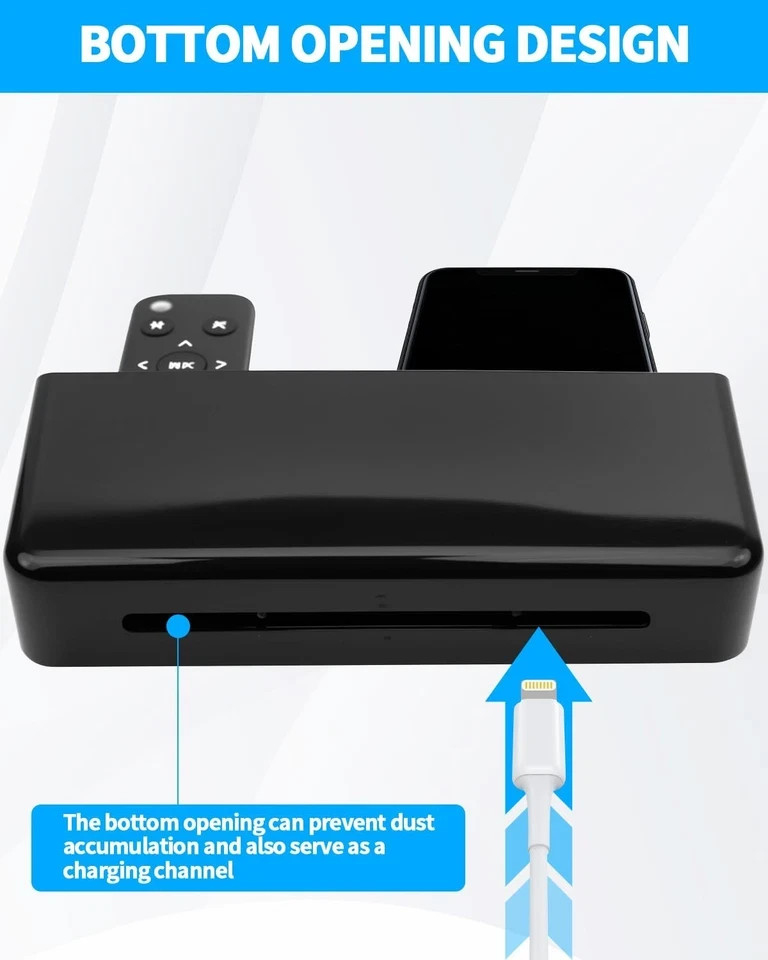 3 Slot Adjustable Remote Control Holder Wall Mount Adhesive Organizer Black