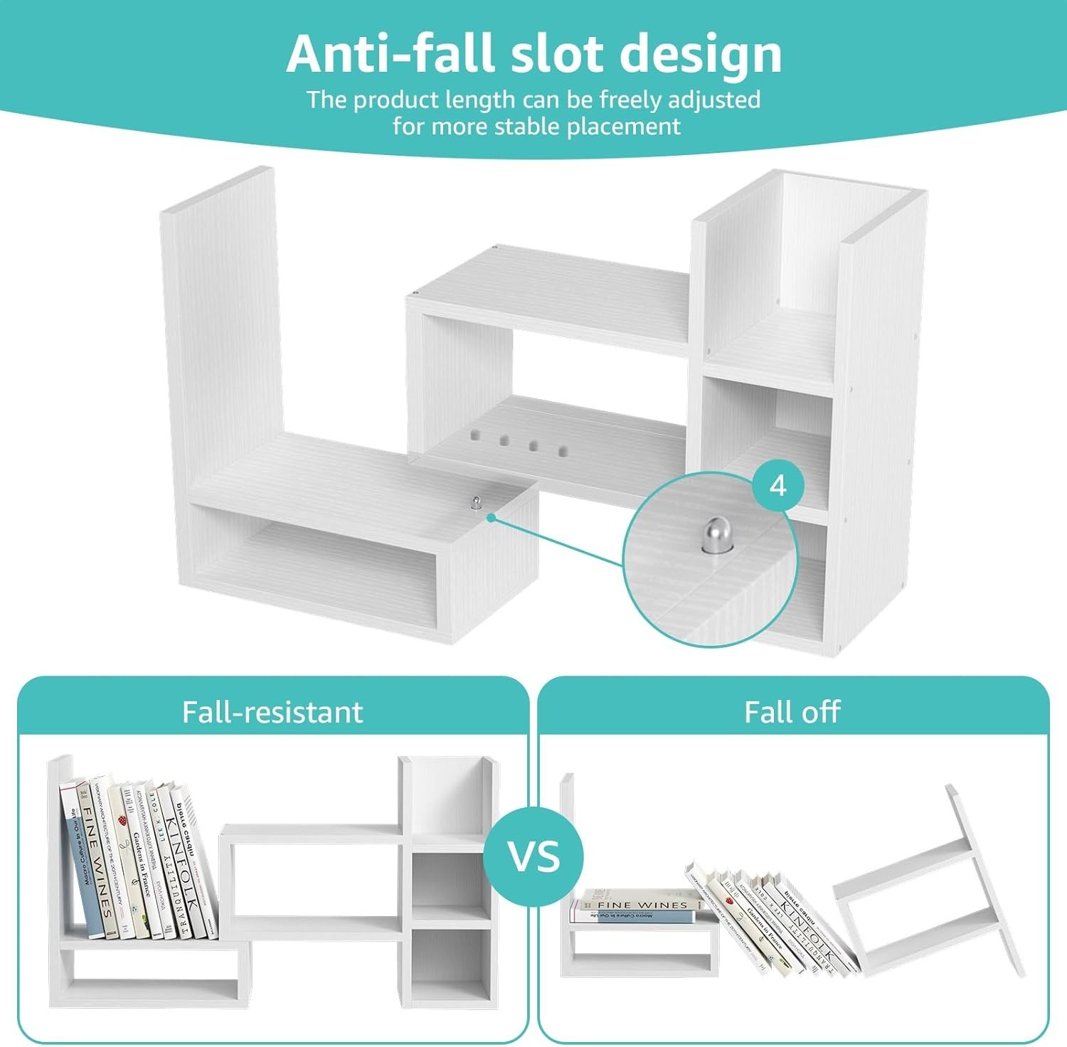 Desk Shelves Desktop Organizer Shlef – White Office Organization for Top of D…