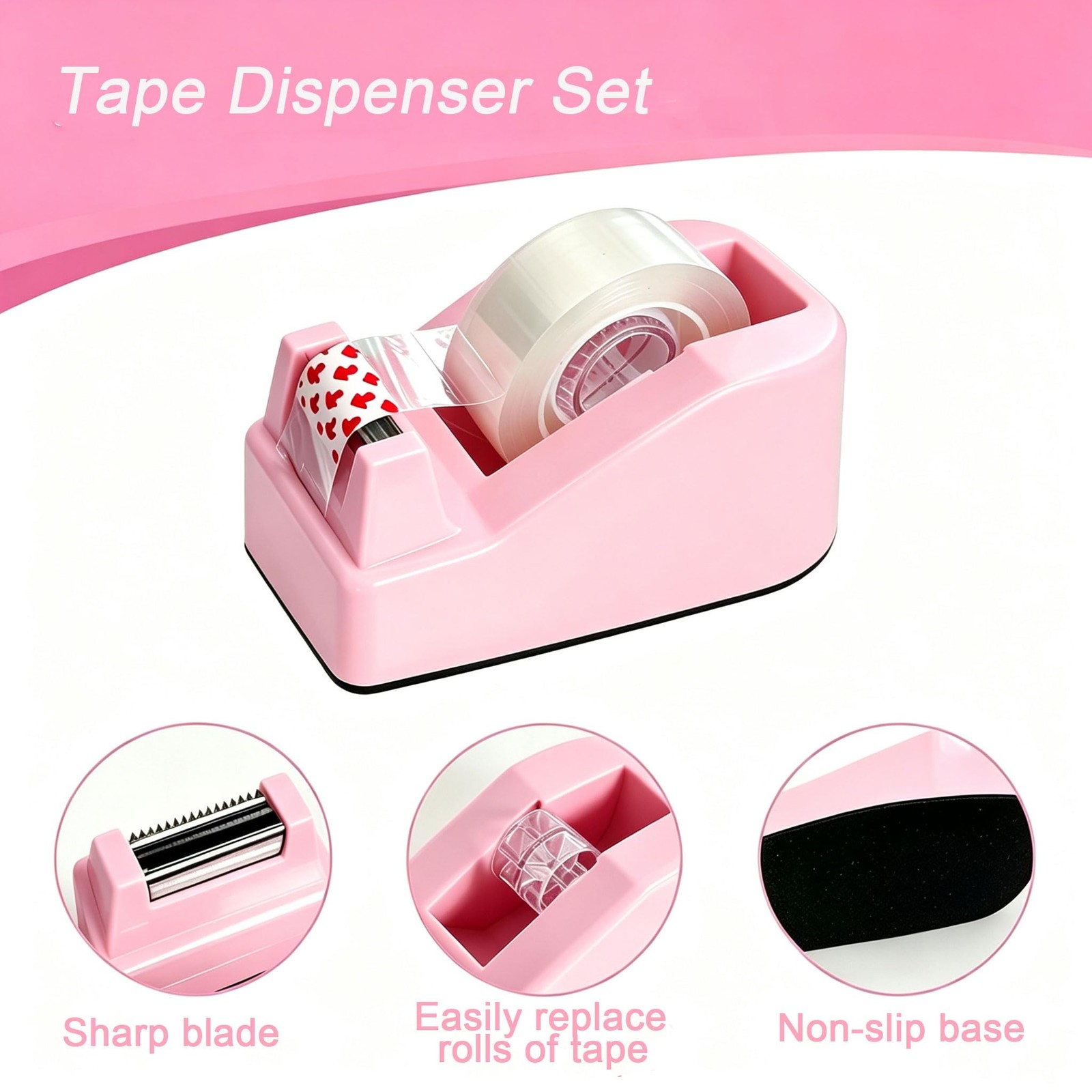 Office Supplies Set Rotating Pen Holder for Desk with Stapler Staple Tape Dis…