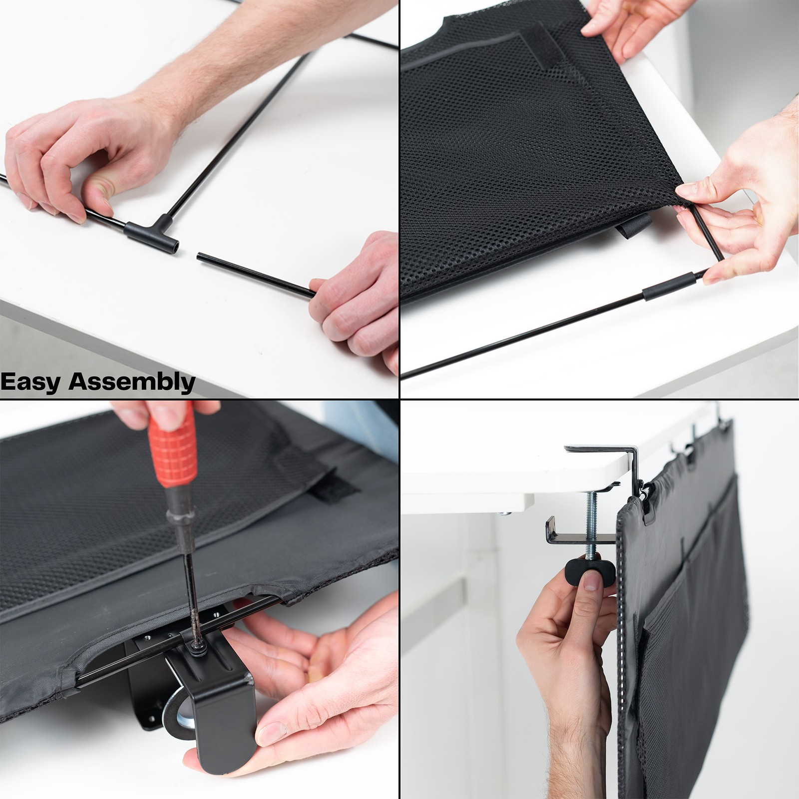 VIVO Black Clamp-on 60″ Privacy & Cable Management Sleeve Panel Kit for Desk
