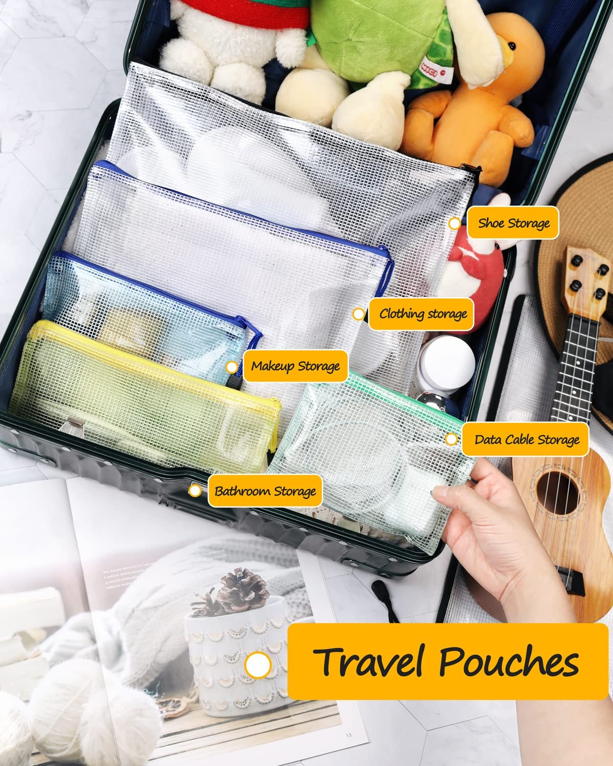 Mesh Zipper Pouch 9.2×12.5 in (10 Colors, 30 Packs), Mesh Bags with Zipper fo…