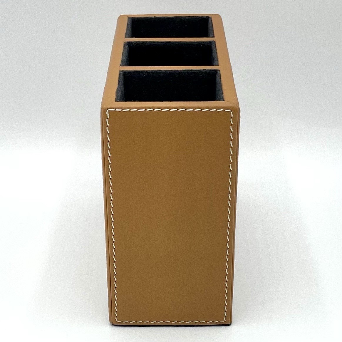 LEVENGER Fine Leather Tools Genuine Leather Cognac 3-Compartment Desk Organizer