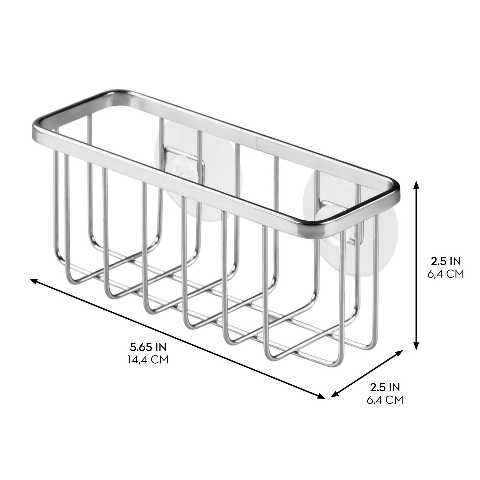 iDesign Stainless Steel Suction Sponge Holder, Kitchen Set of 2, Polished