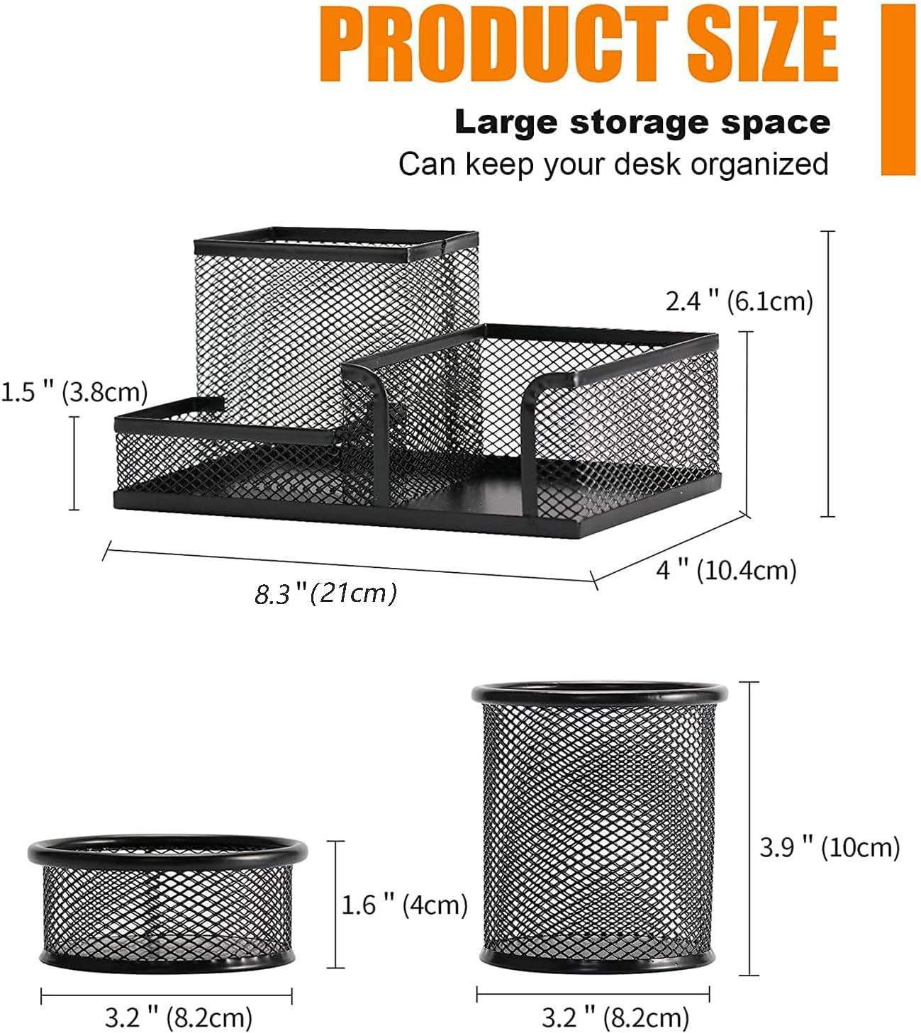 Pen Holder for Desk, Desk Organizers Set-3 Compartments Mesh Pencil Holder with