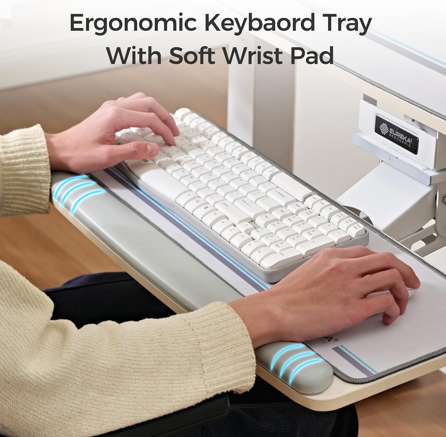 EUREKA ERGONOMIC Keyboard Tray Height Adjustable, Swivel 25 Inches, Maple