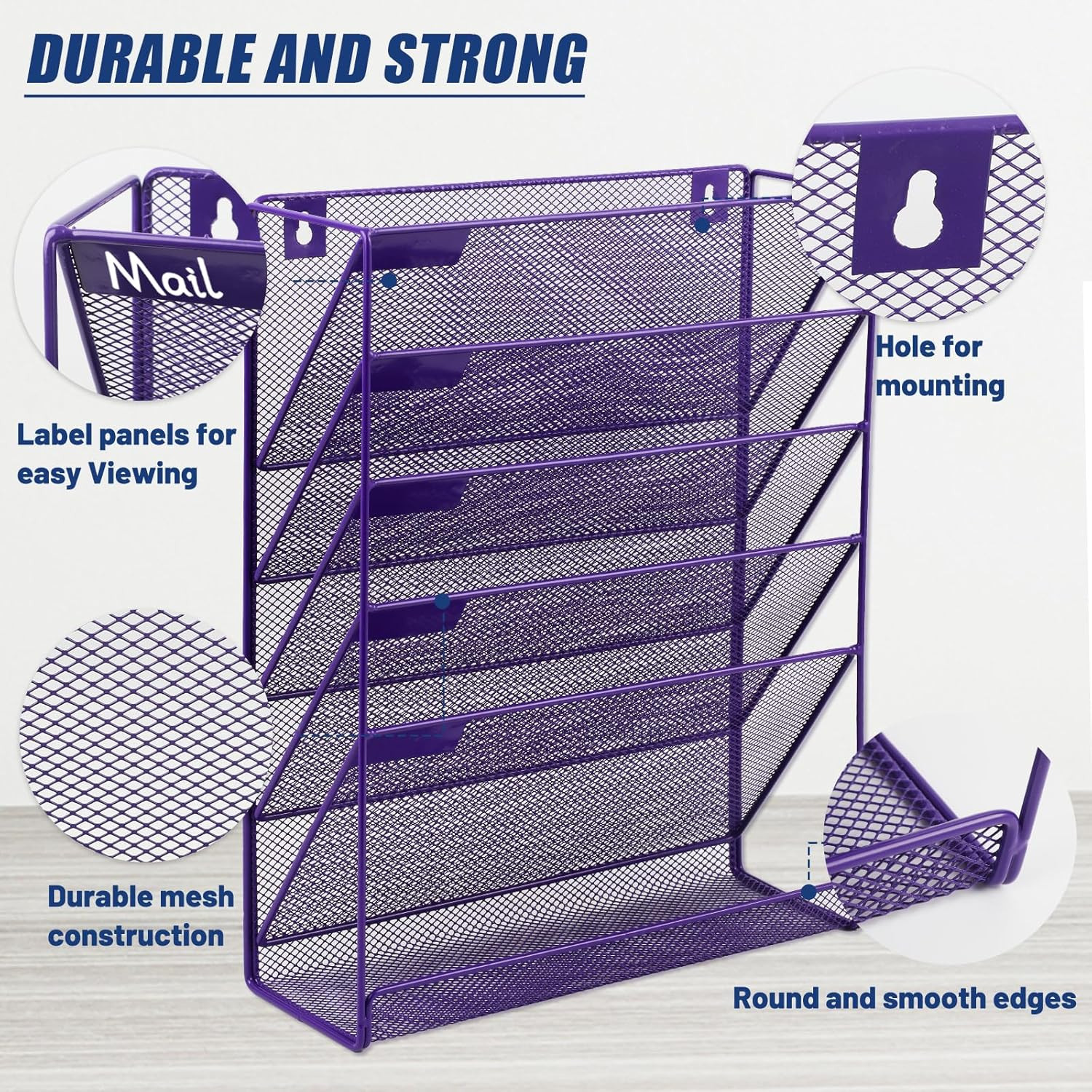 Desk File Organizer Mesh 6-Tier, Hanging Wall Mount Document Organization Stand,