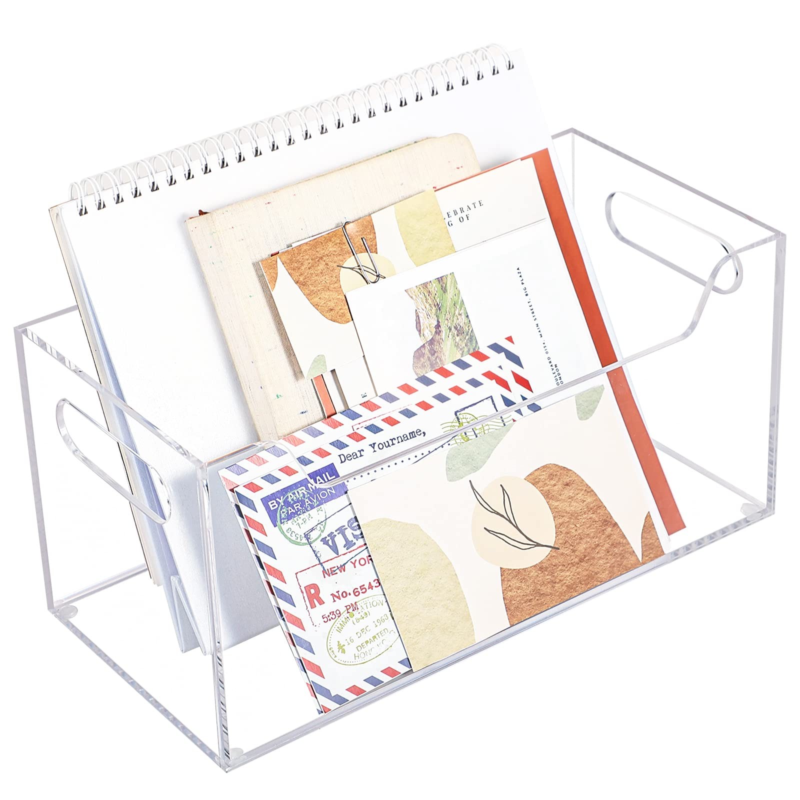 Clear Mail Organizer Countertop Acrylic Letter Holder Box Vertical Sorter