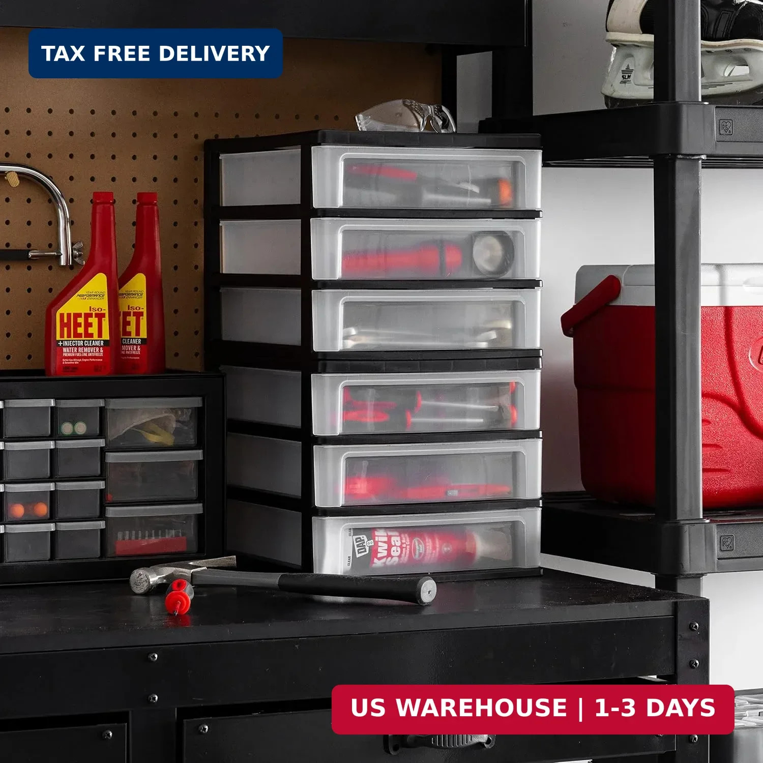 IRIS USA Plastic Stacking Desk Top 3-Drawer Storage Organizer, 2-Pack, for Makeu