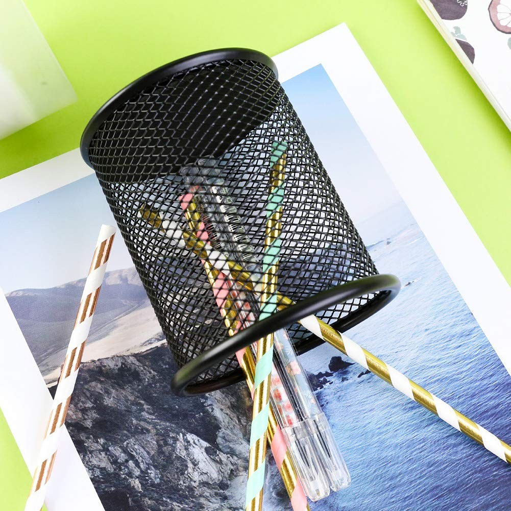 4 Packs Wire Mesh Pencil Holder Metal Pen Cup Desk Pen Organizer Case Pencil …