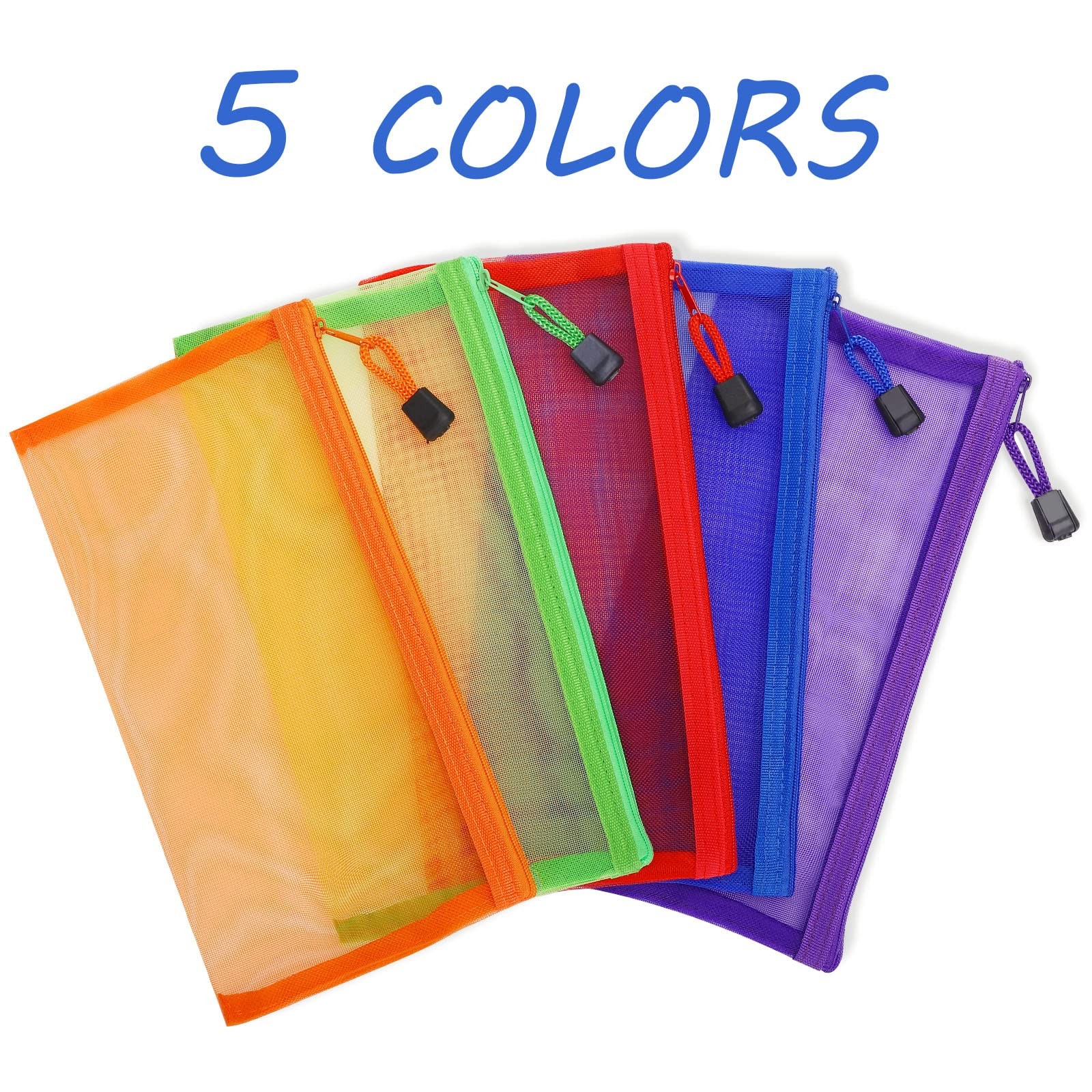 20 Pack Multicolored Zipper Mesh Pouch, Zipper Pencil Pouches Pen Bags, Multi…